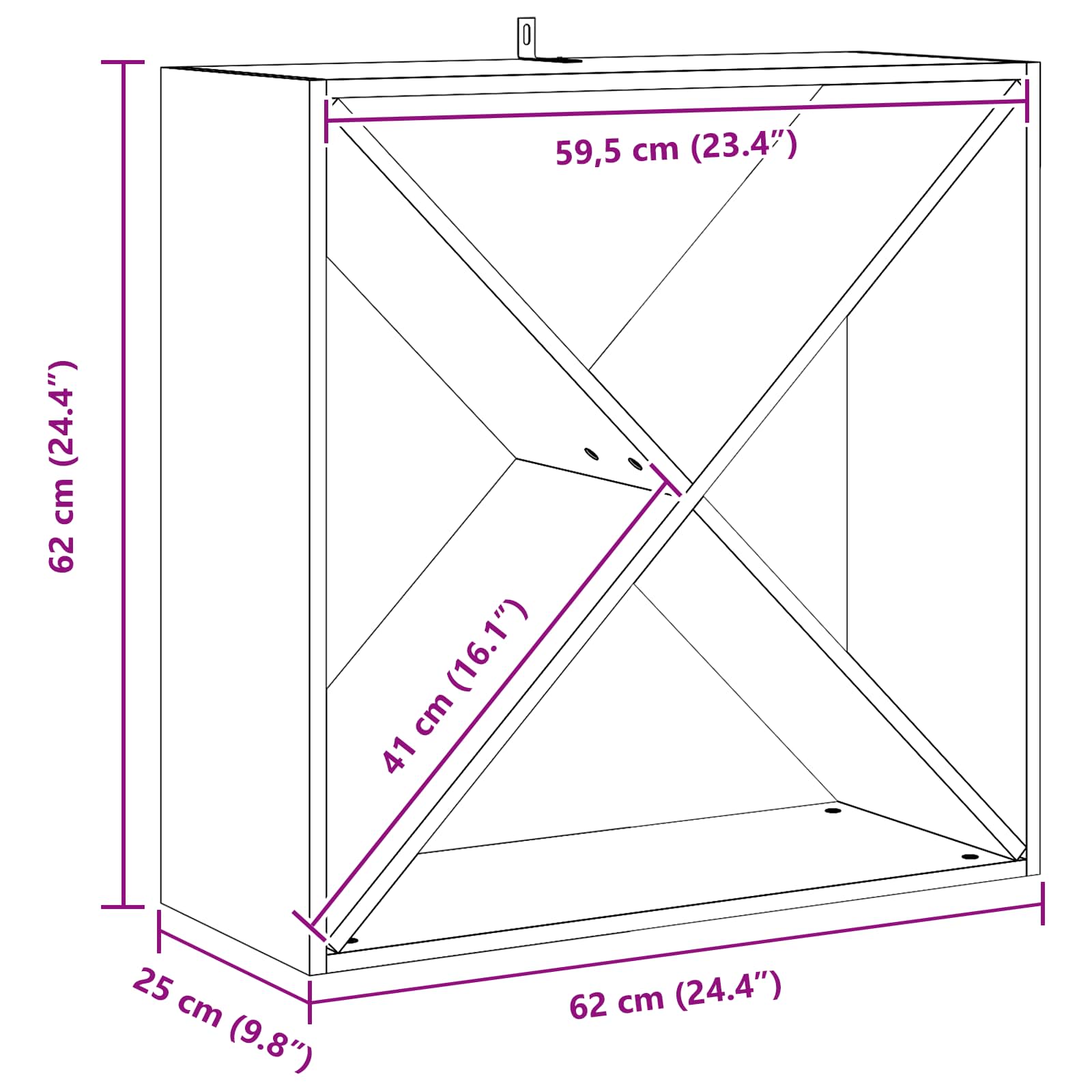 Raft pentru vin 2 pcs Alb 62 x 25 x 62 cm Lemn de pin masiv — imaginea 11