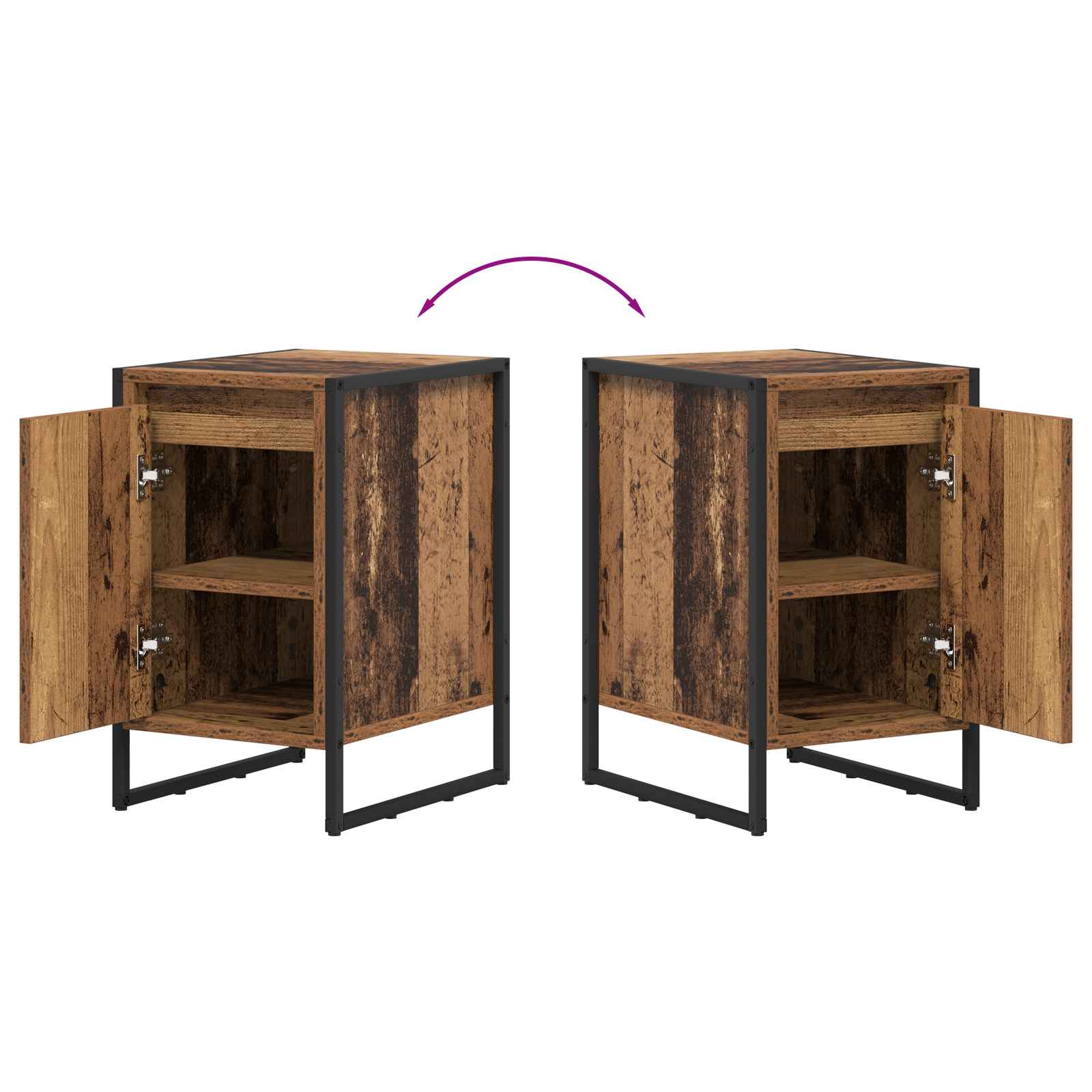 Noptiera 2 pcs Lemn Vechi 39,5 x 30 x 50 cm Lemn compozit — imaginea 12