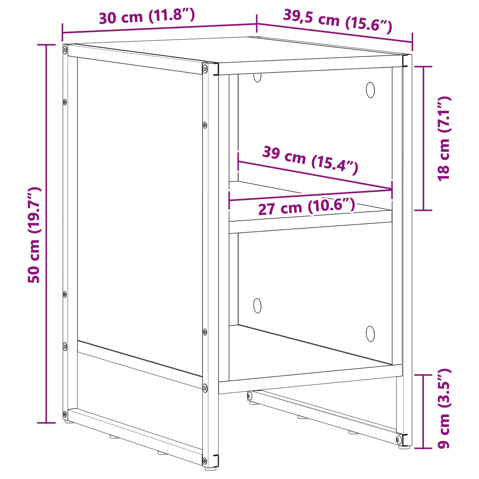 Noptiera Stejar artizanal 39.5 x 30 x 50 cm Lemn compozit — imaginea 11