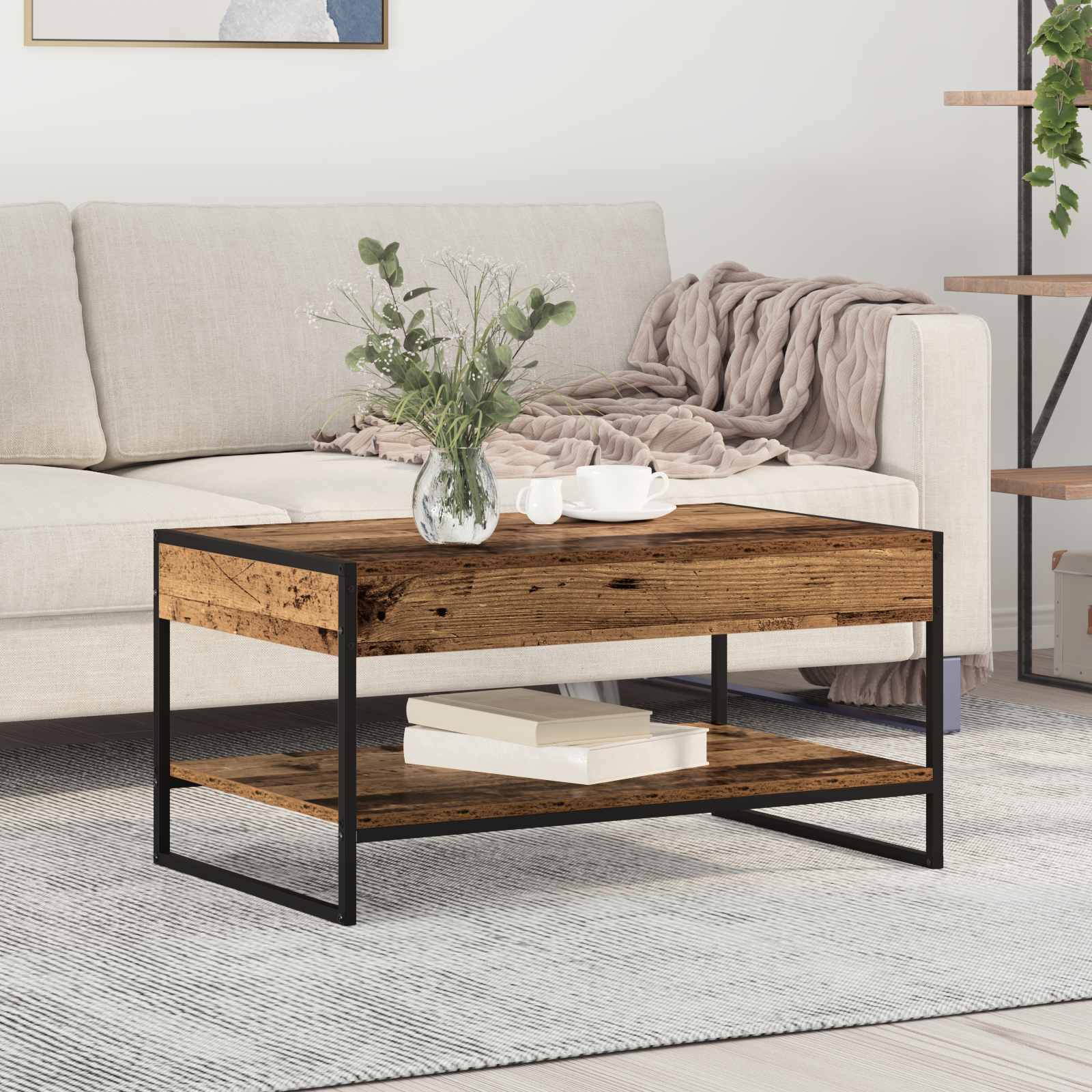 Masa de cafea Lemn Vechi 80 x 50 x 40 cm Lemn compozit — imaginea 2