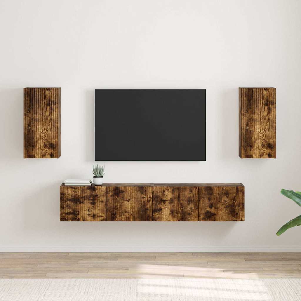 Dulap TV de perete 2 pcs Stejar fumuriu 30 x 31 x 60 cm — imaginea 2
