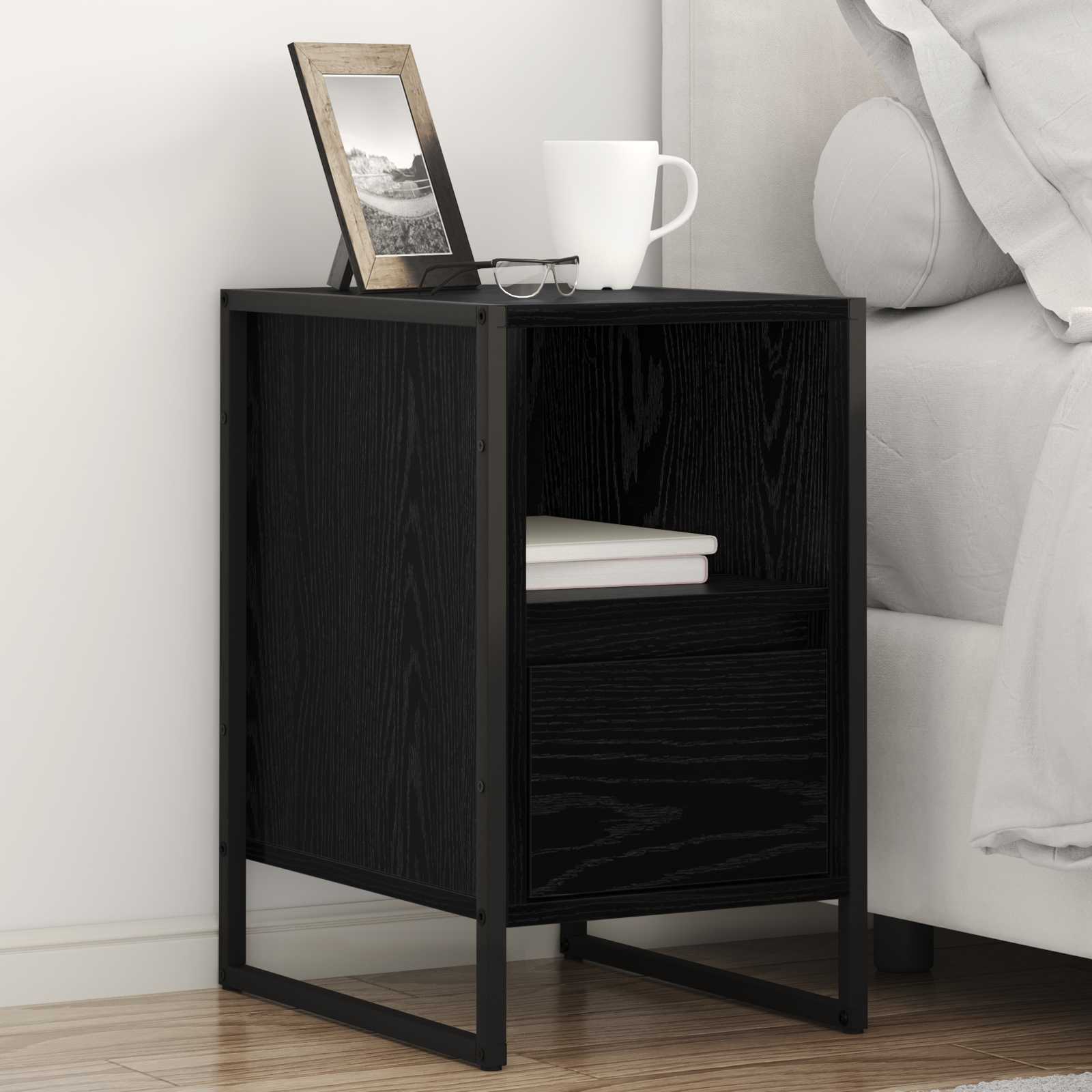 Noptiera 2 pcs Stejar Negru 39,5 x 30 x 50 cm Lemn compozit — imaginea 2