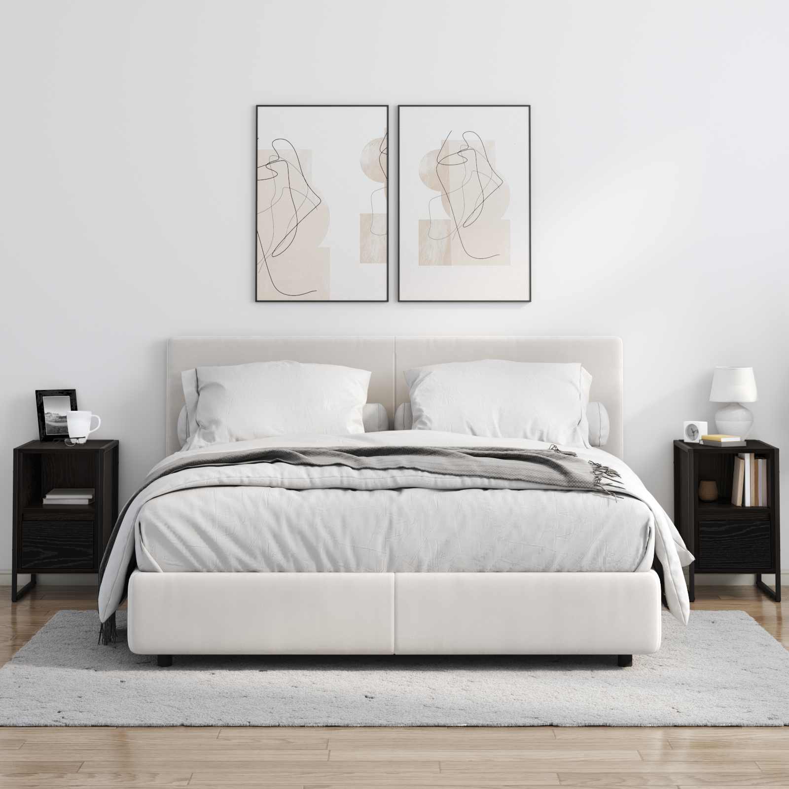 Noptiera 2 pcs Stejar Negru 39,5 x 30 x 50 cm Lemn compozit — imaginea 4