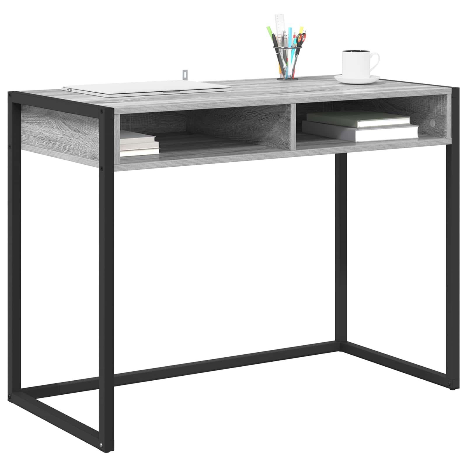 Birou cu depozitare Gri Sonoma 100 x 50 x 75 cm Lemn compozit — imaginea 3