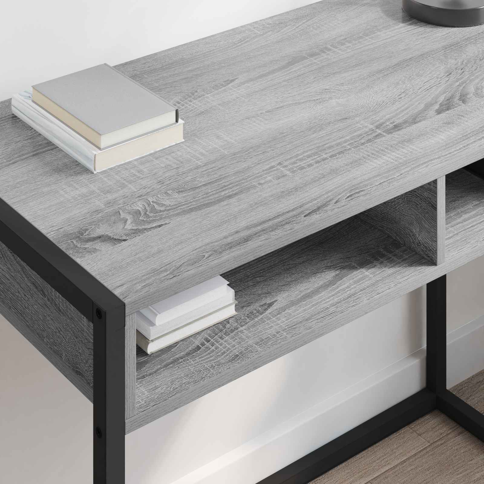 Birou cu depozitare Gri Sonoma 100 x 50 x 75 cm Lemn compozit — imaginea 4