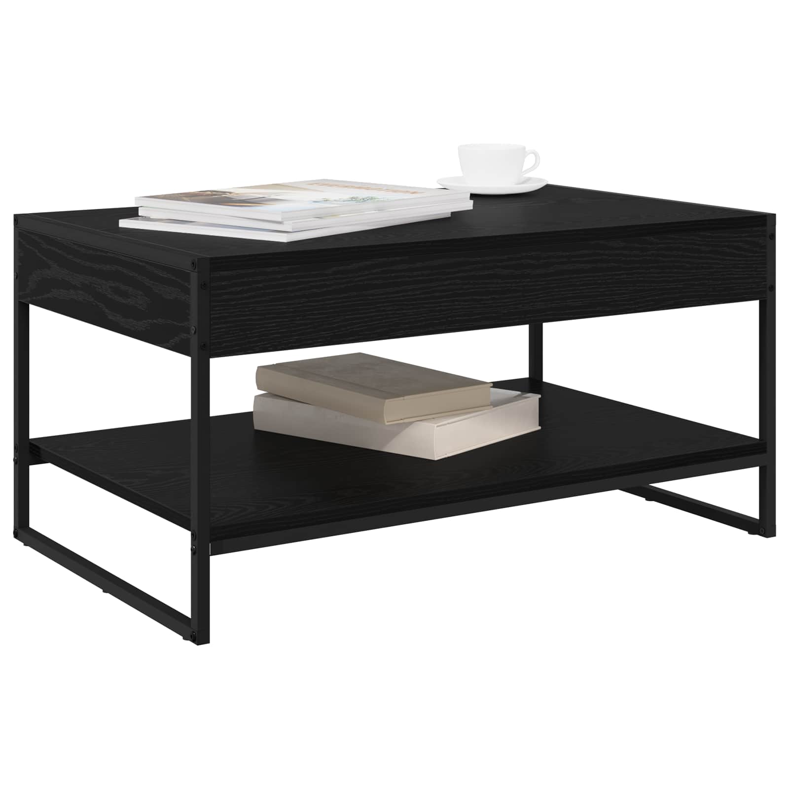 Masa de cafea Stejar Negru 80 x 50 x 40 cm Lemn compozit — imaginea 3