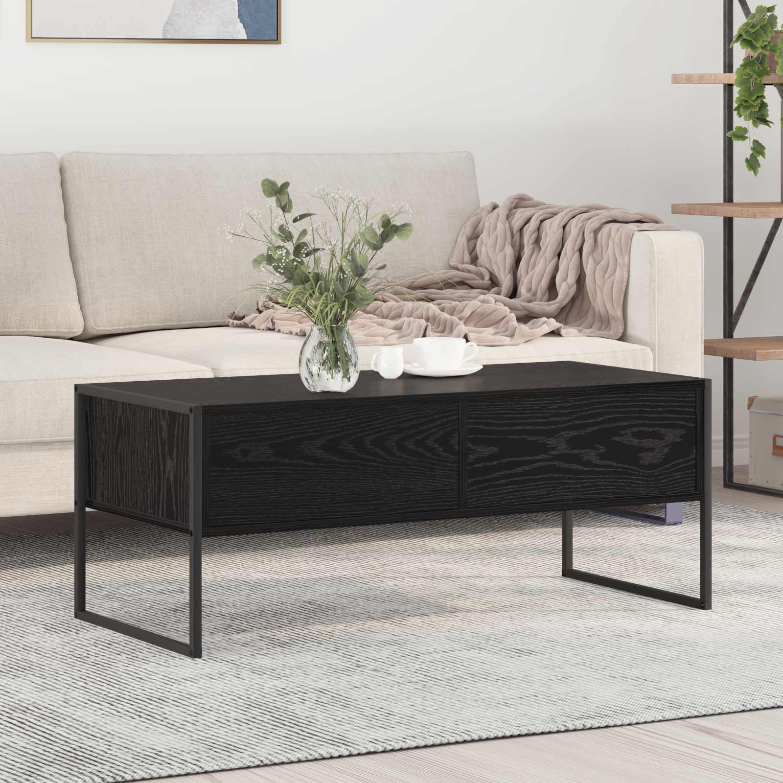 Masa de cafea Stejar Negru 100 x 46 x 40 cm Lemn compozit — imaginea 2