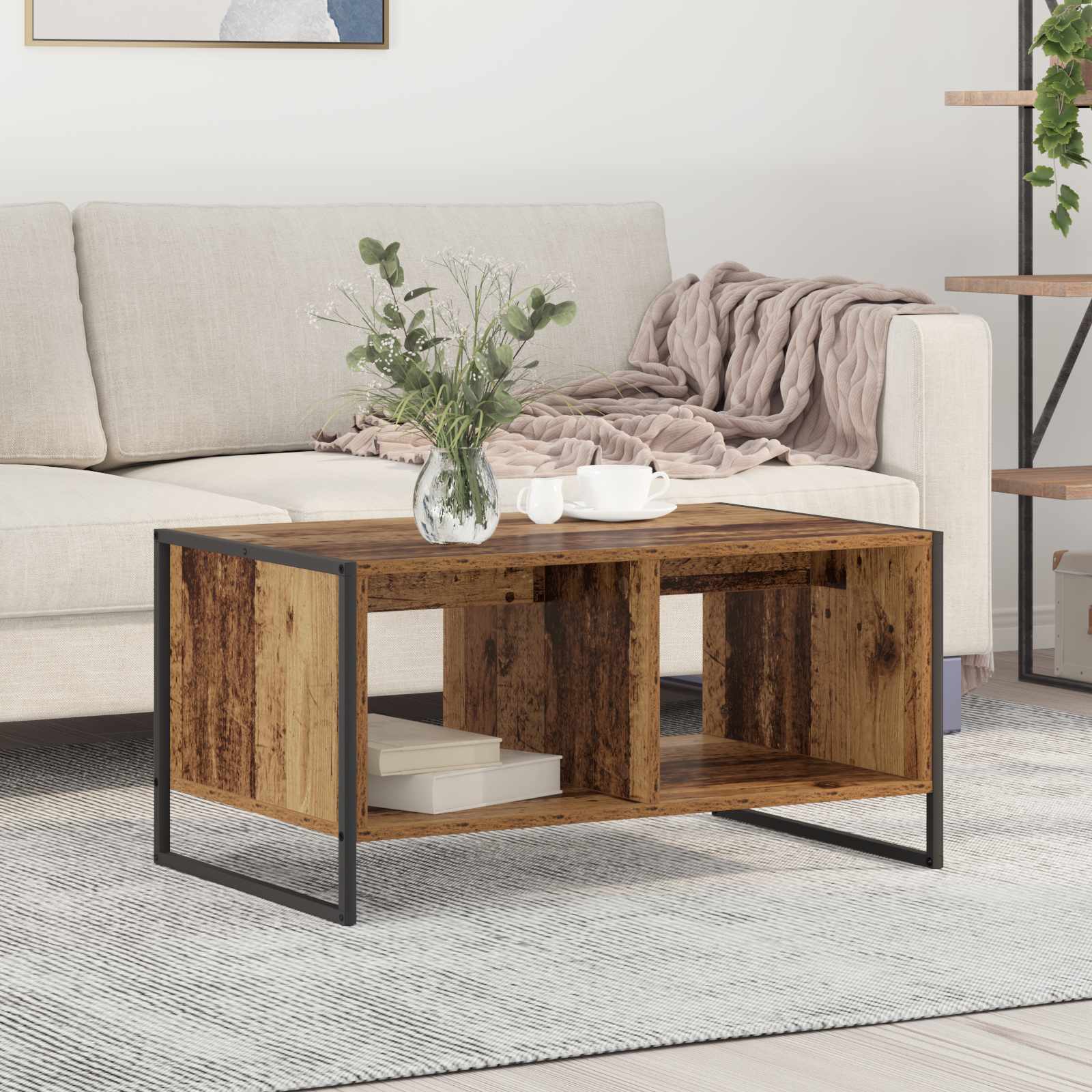 Masa de cafea Lemn Vechi 80 x 50 x 40 cm Lemn compozit — imaginea 2