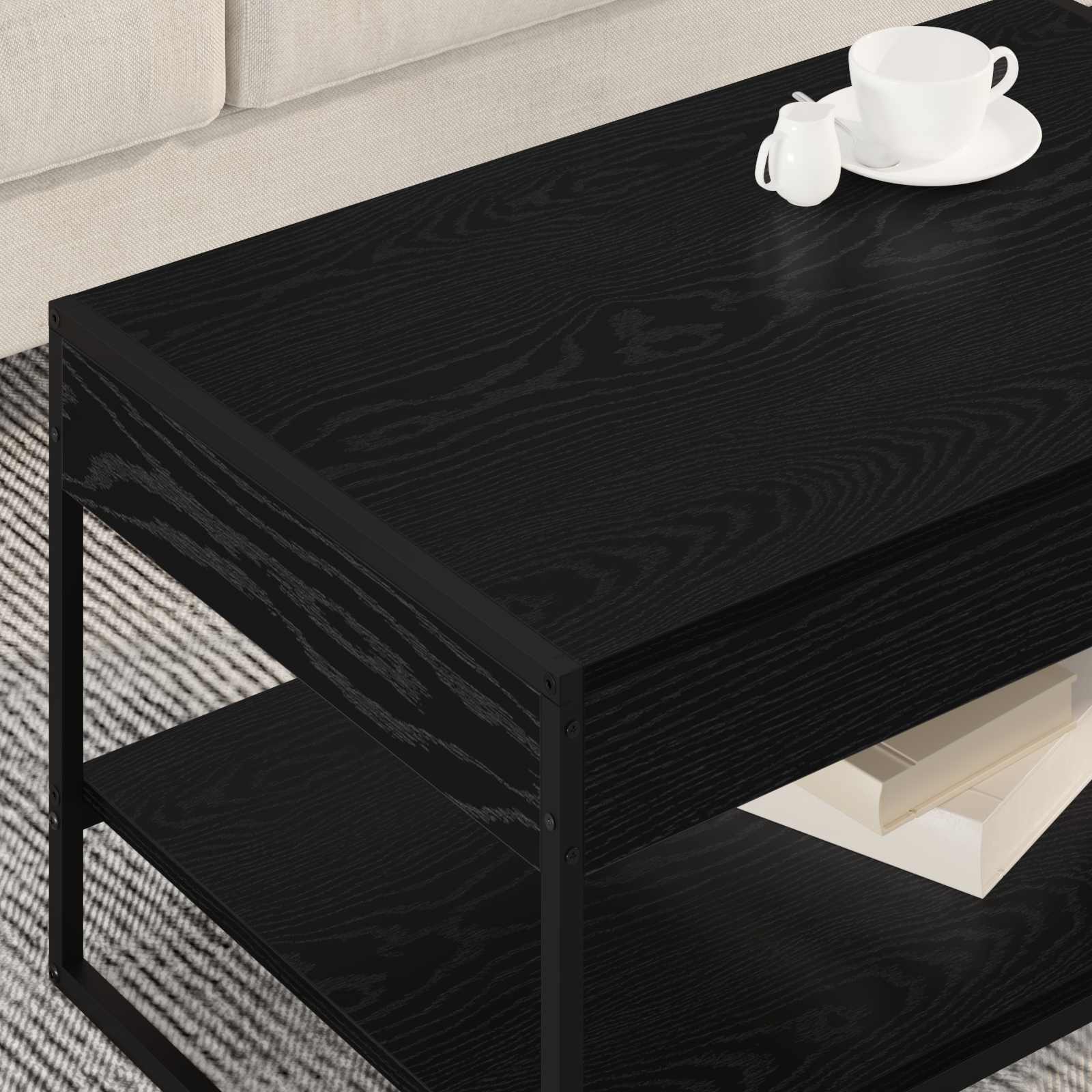 Masa de cafea Stejar Negru 80 x 50 x 40 cm Lemn compozit — imaginea 4