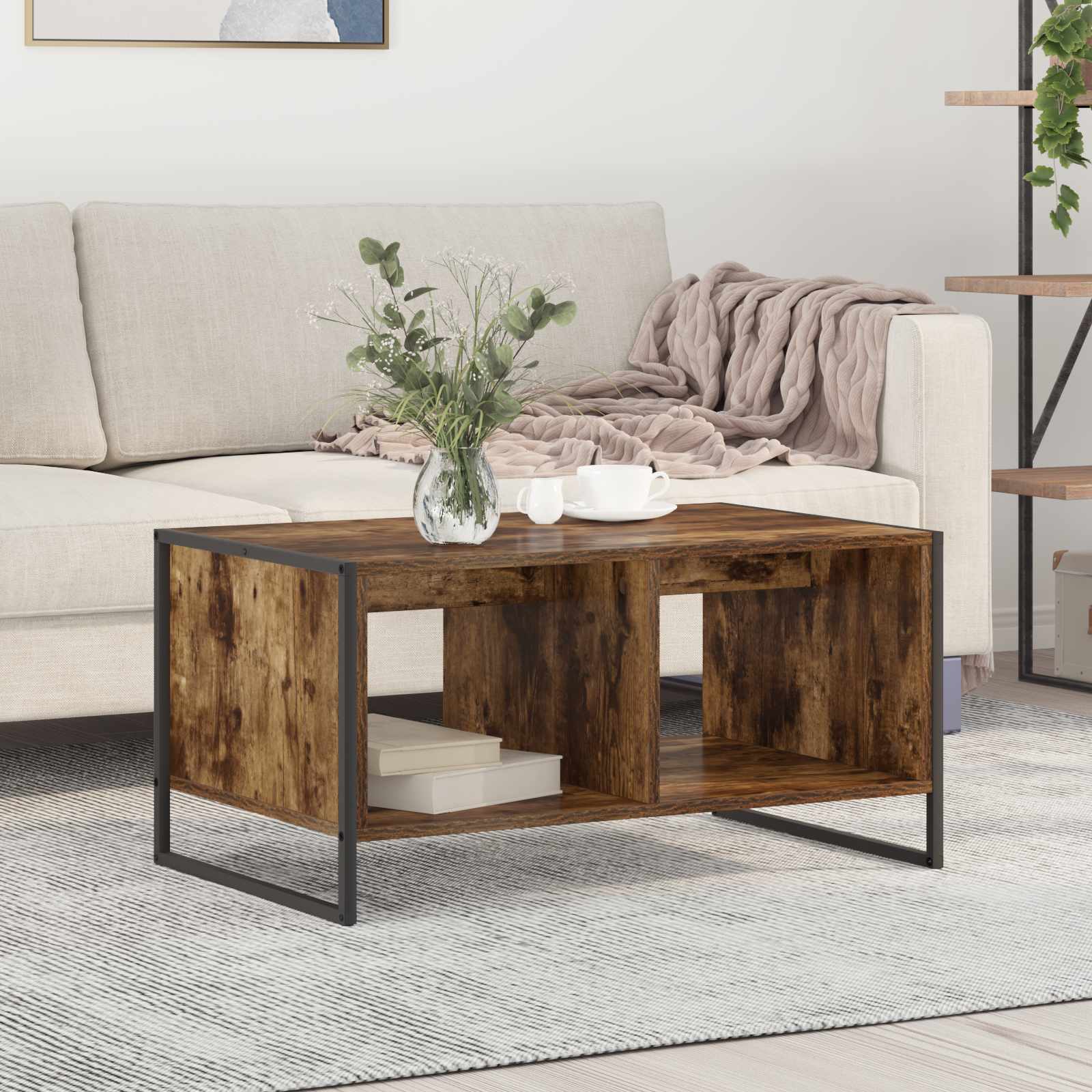 Masa de cafea Stejar fumuriu 80 x 50 x 40 cm Lemn compozit — imaginea 2