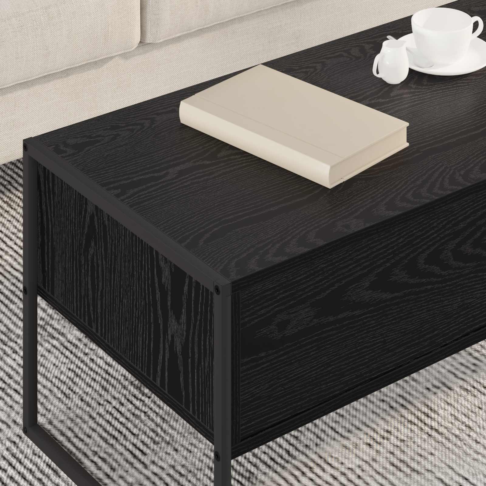 Masa de cafea Stejar Negru 100 x 46 x 40 cm Lemn compozit — imaginea 4