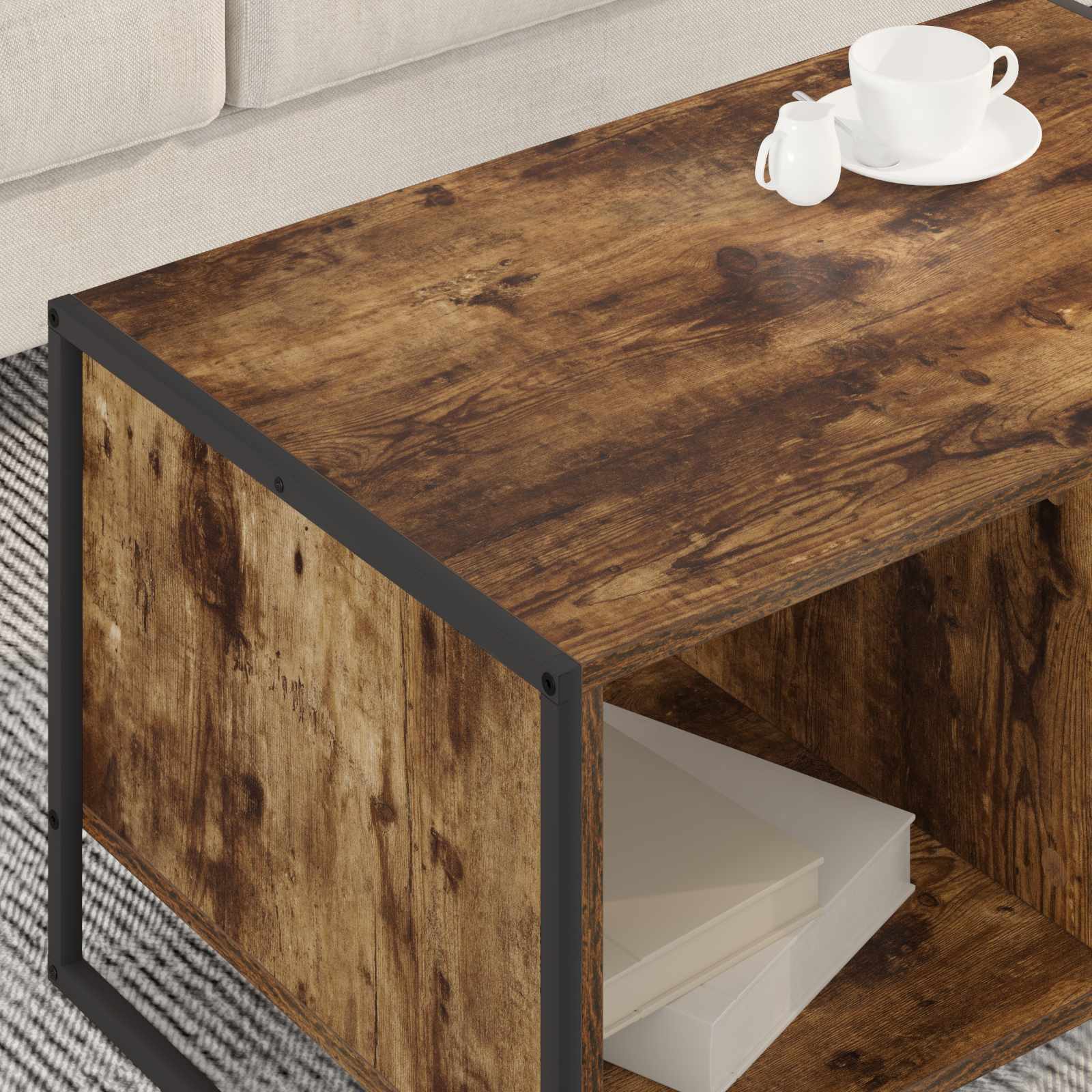 Masa de cafea Stejar fumuriu 80 x 50 x 40 cm Lemn compozit — imaginea 4