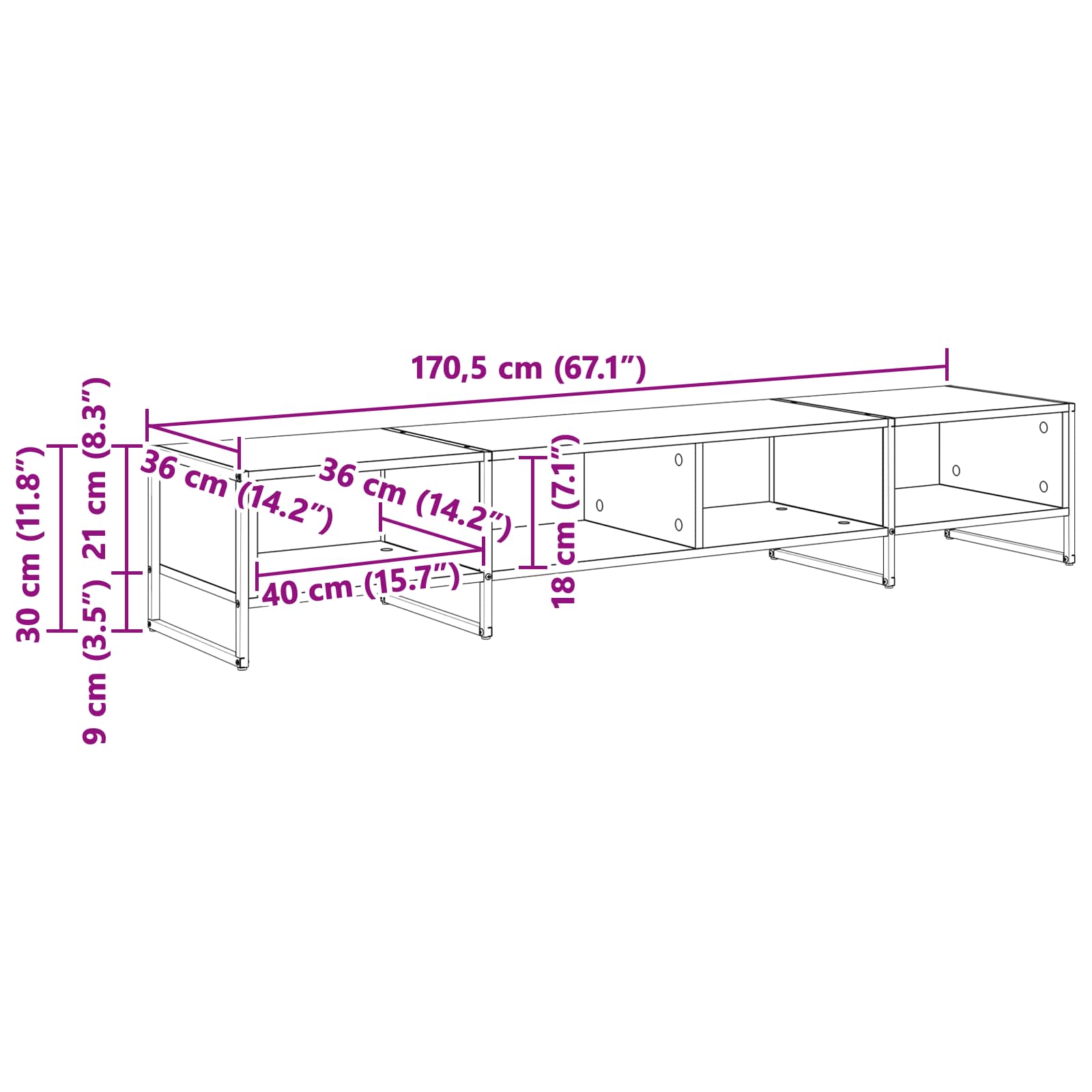 Cabinet TV Sonoma 170.5 x 36 x 30.5 cm Lemn compozit — imaginea 11