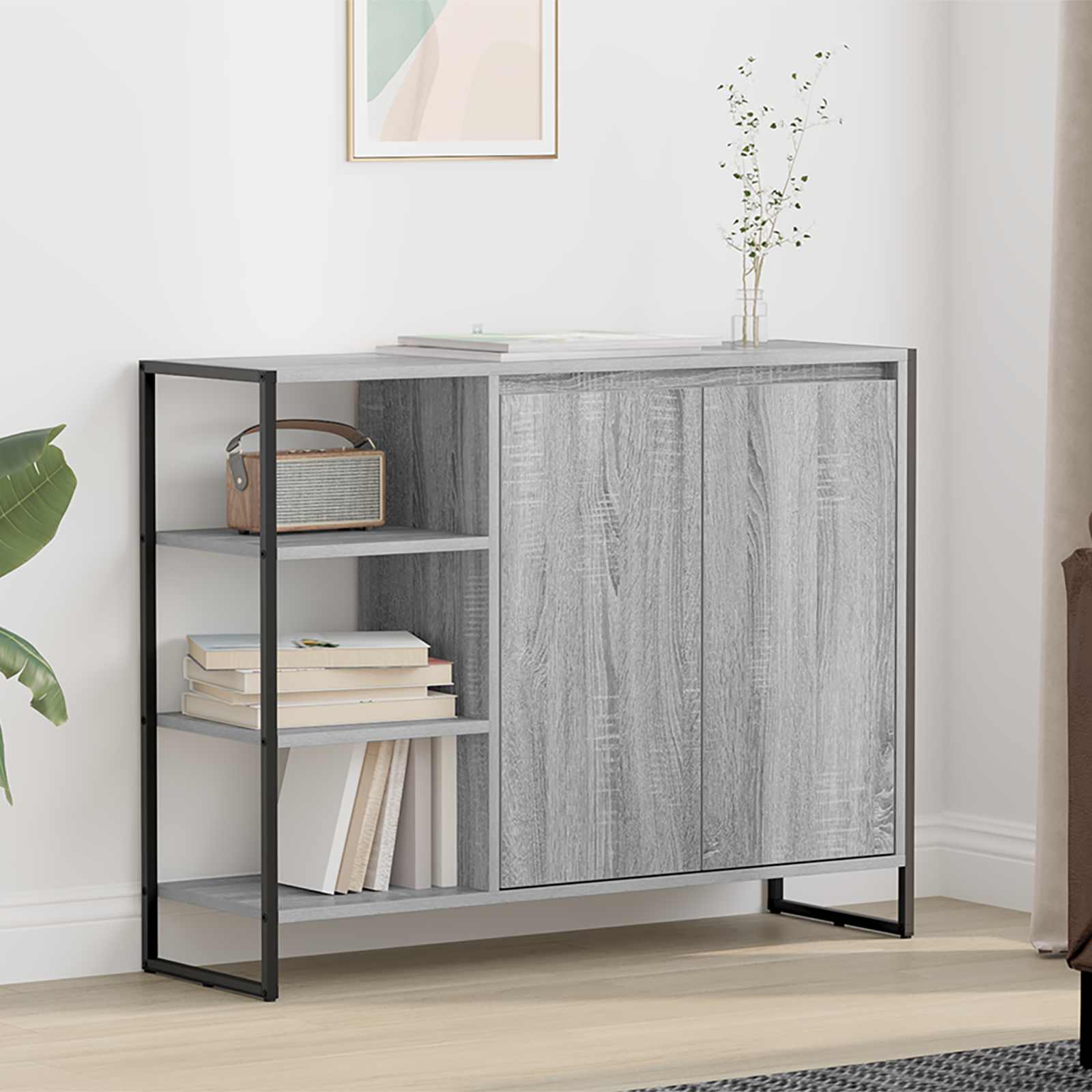 Dulap lateral Gri Sonoma 96.5 x 30 x 75 cm Lemn compozit — imaginea 2