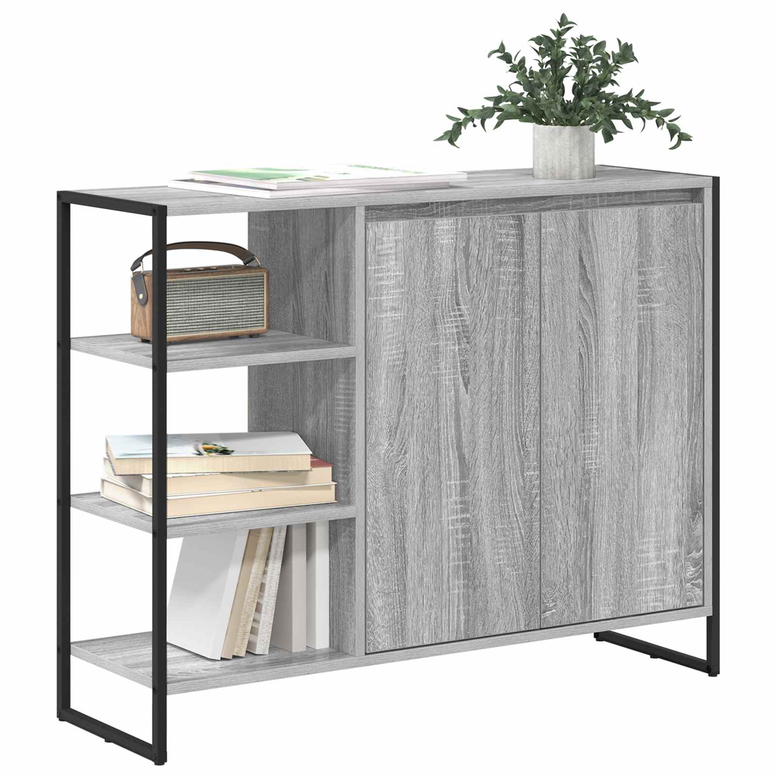 Dulap lateral Gri Sonoma 96.5 x 30 x 75 cm Lemn compozit — imaginea 3