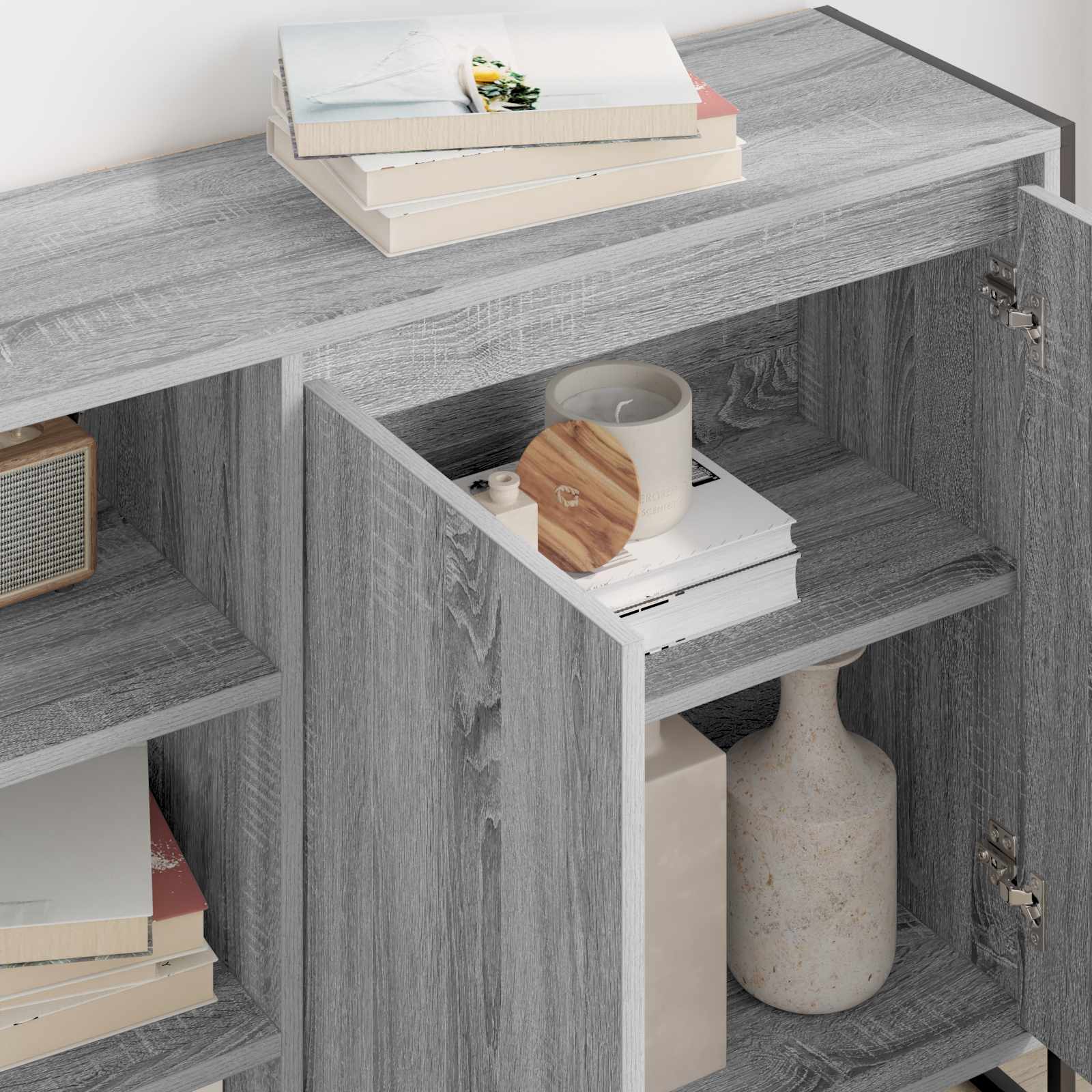 Dulap lateral Gri Sonoma 96.5 x 30 x 75 cm Lemn compozit — imaginea 4