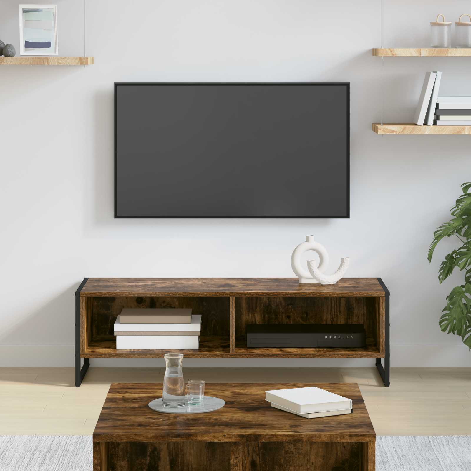 Cabinet TV Stejar fumuriu 100 x 36.5 x 30.5 cm Lemn compozit — imaginea 2