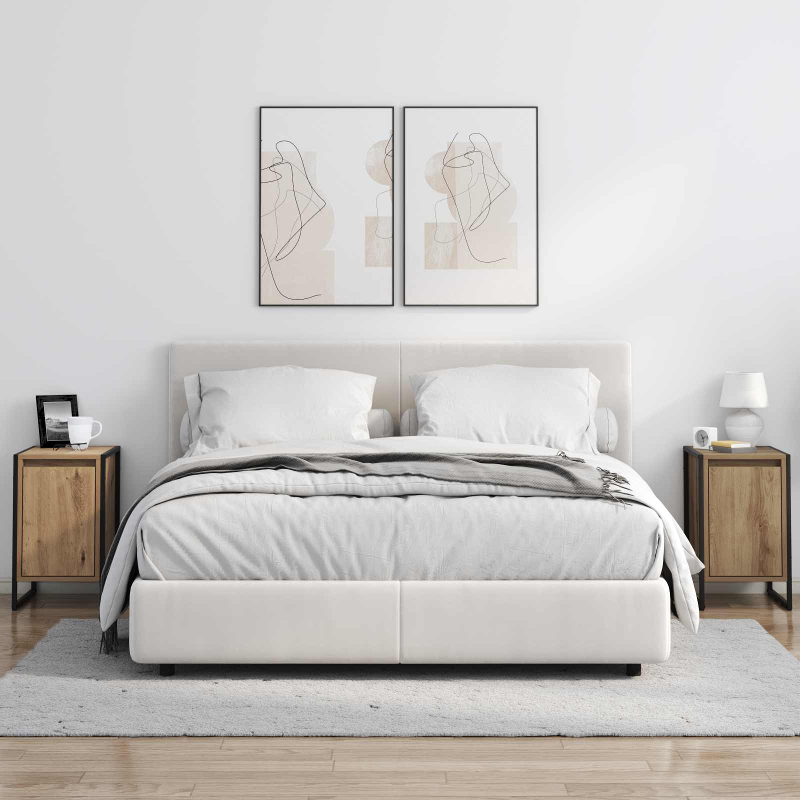 Noptiera 2 pcs Stejar artizanal 39,5 x 30 x 50 cm Lemn compozit — imaginea 4