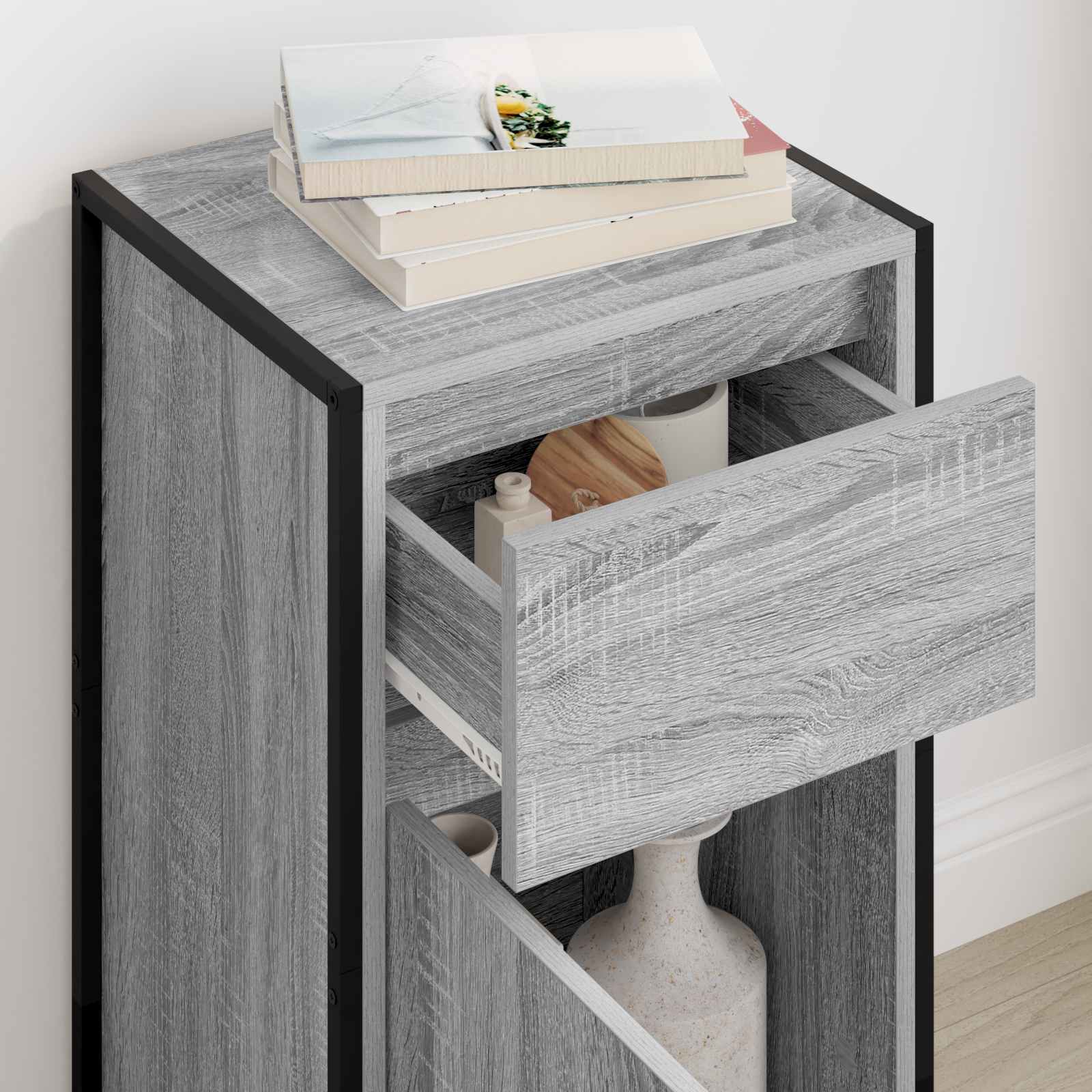 Bufet cu sertar Gri Sonoma 81 x 36 x 150.5 cm Lemn compozit — imaginea 4