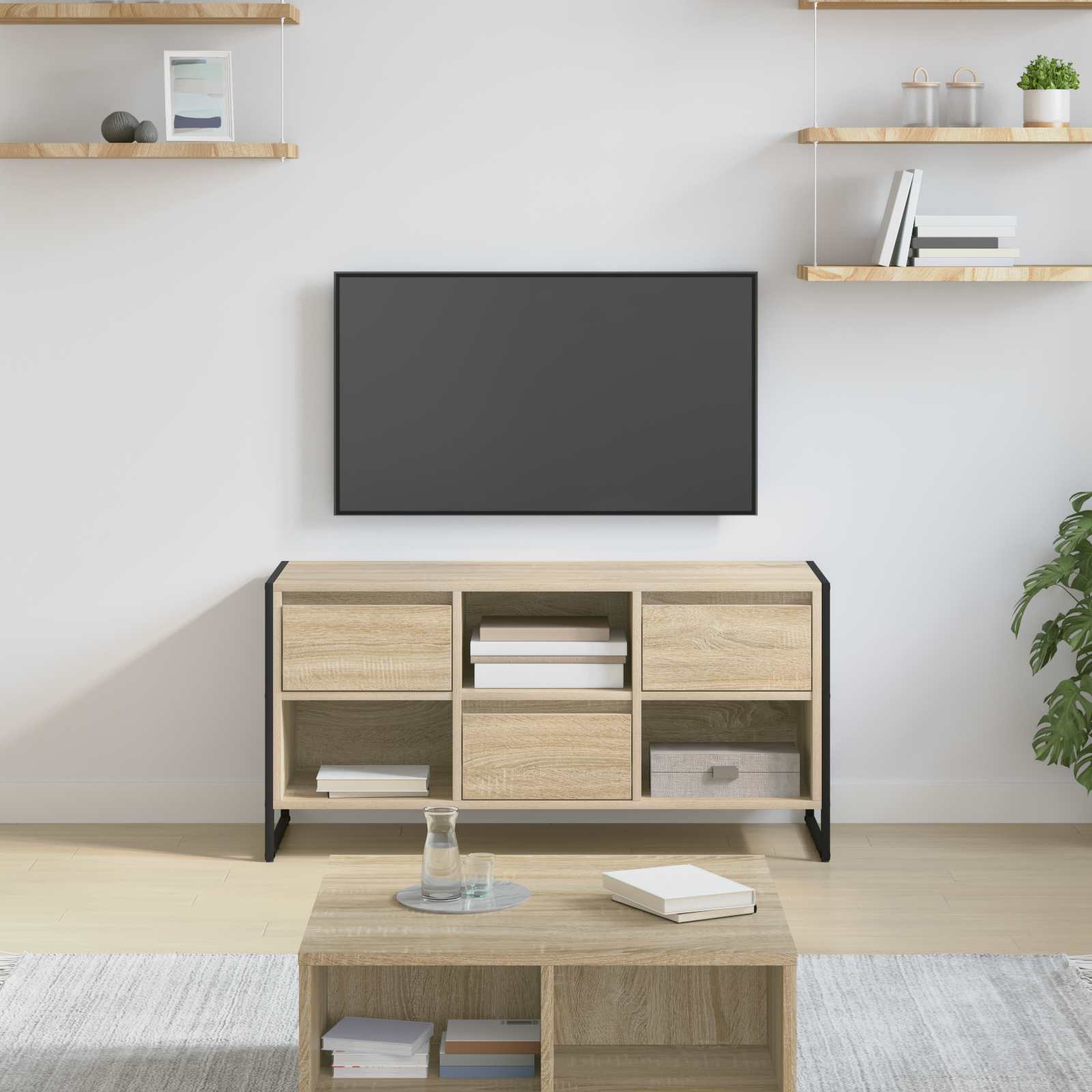 Cabinet TV cu sertar Sonoma 100 x 36 x 49,5 cm Lemn compozit — imaginea 2