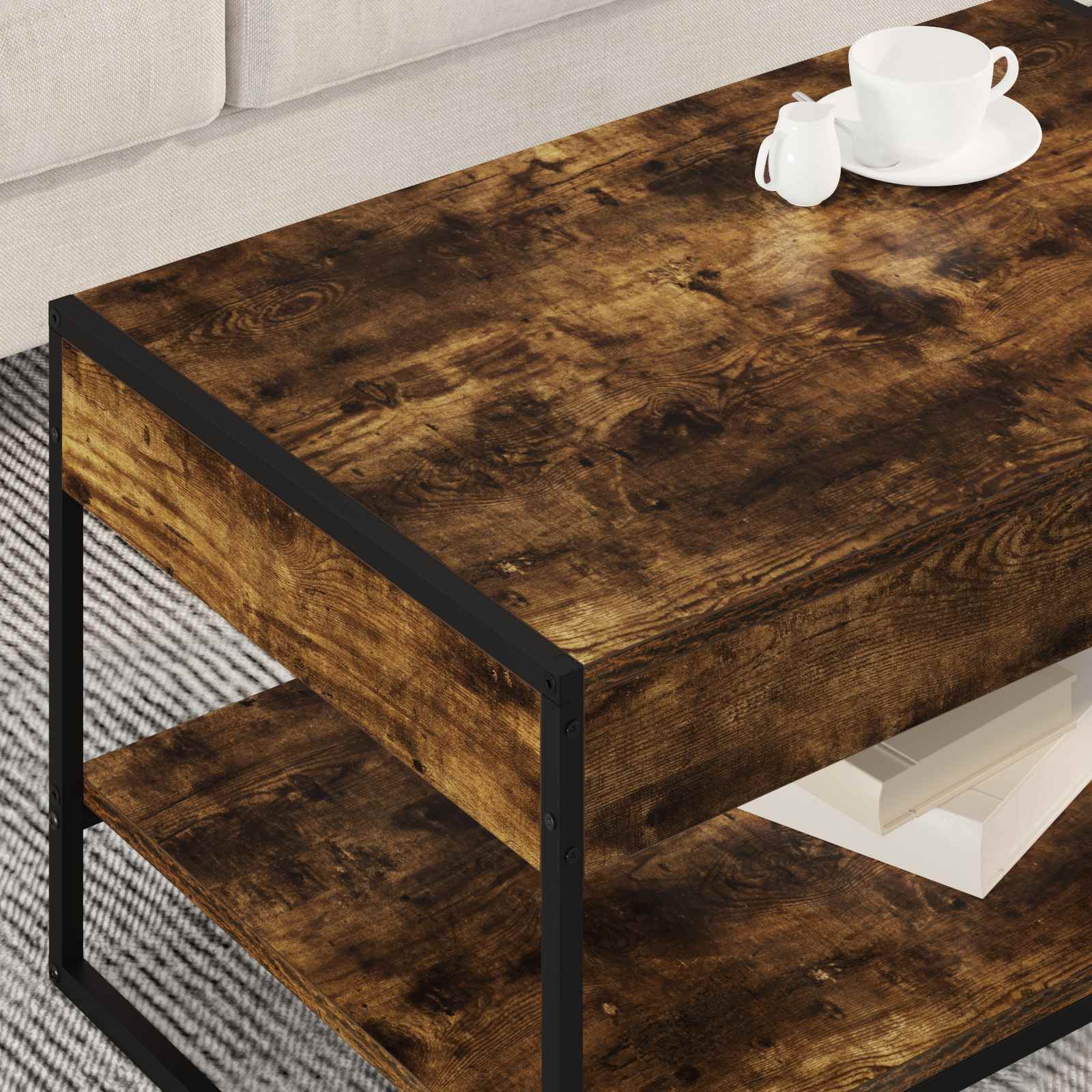 Masa de cafea Stejar fumuriu 80 x 50 x 40 cm Lemn compozit — imaginea 4