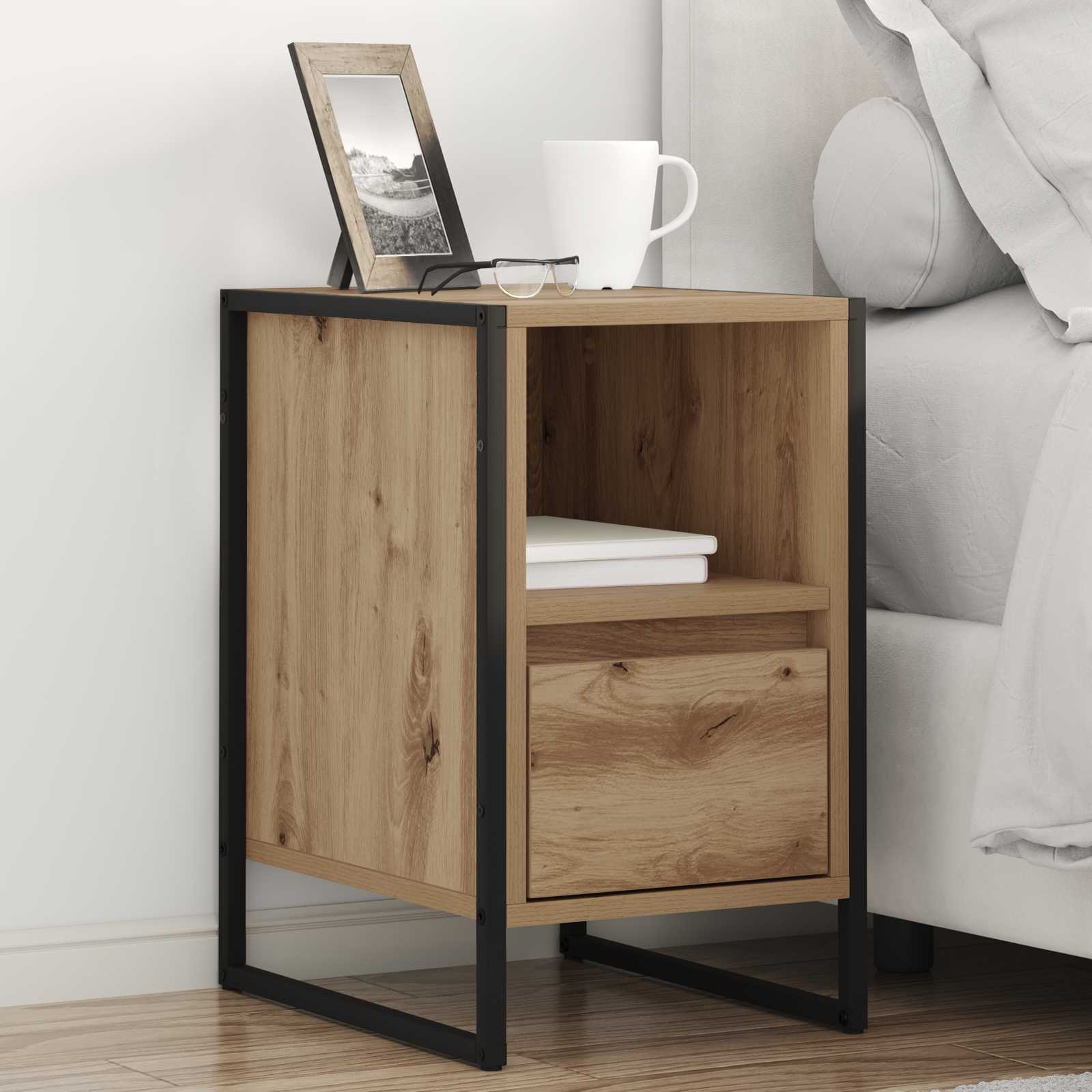 Noptiera 2 pcs Stejar artizanal 39,5 x 30 x 50 cm Lemn compozit — imaginea 2