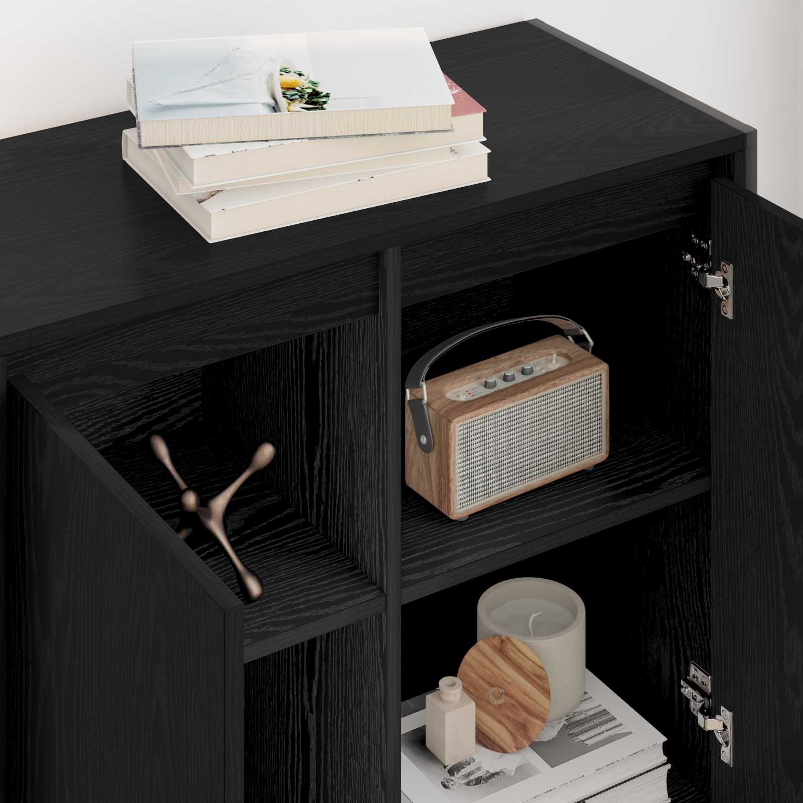 Dulap lateral Stejar Negru 79 x 36 x 75 cm Lemn compozit — imaginea 4