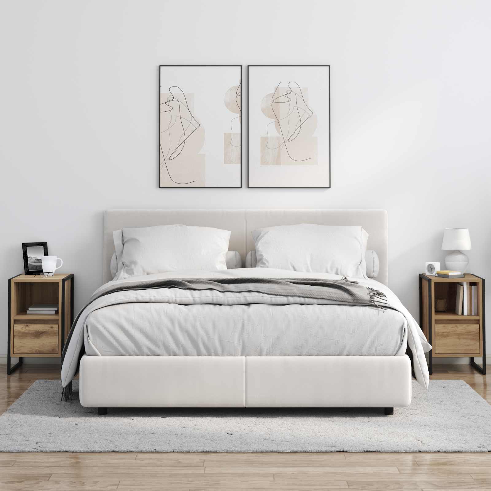 Noptiera 2 pcs Stejar artizanal 39,5 x 30 x 50 cm Lemn compozit — imaginea 4
