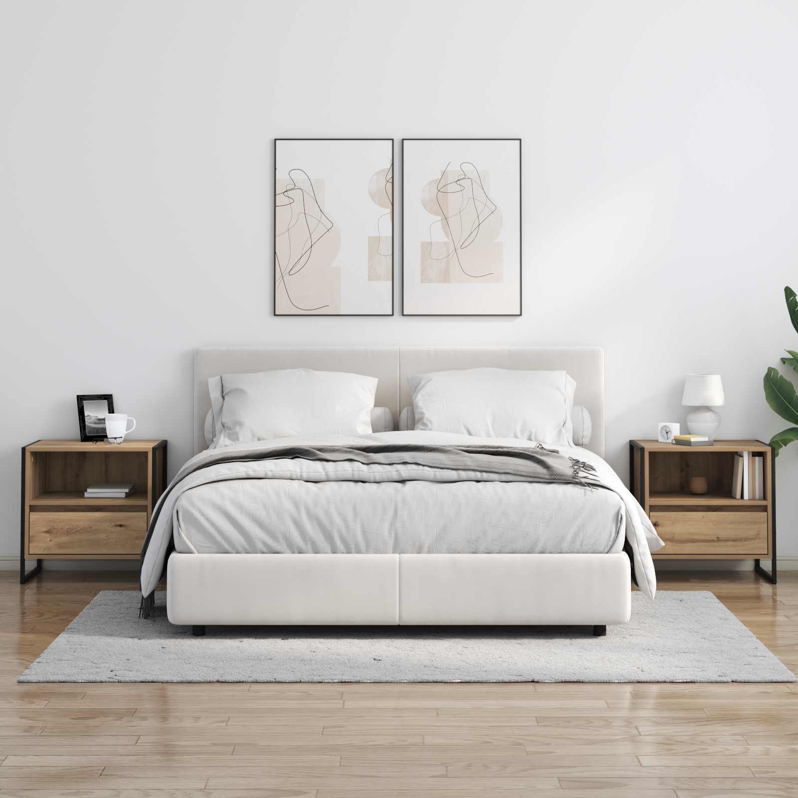 Noptiera 2 pcs Stejar artizanal 50 x 39,5 x 50 cm Lemn compozit — imaginea 4