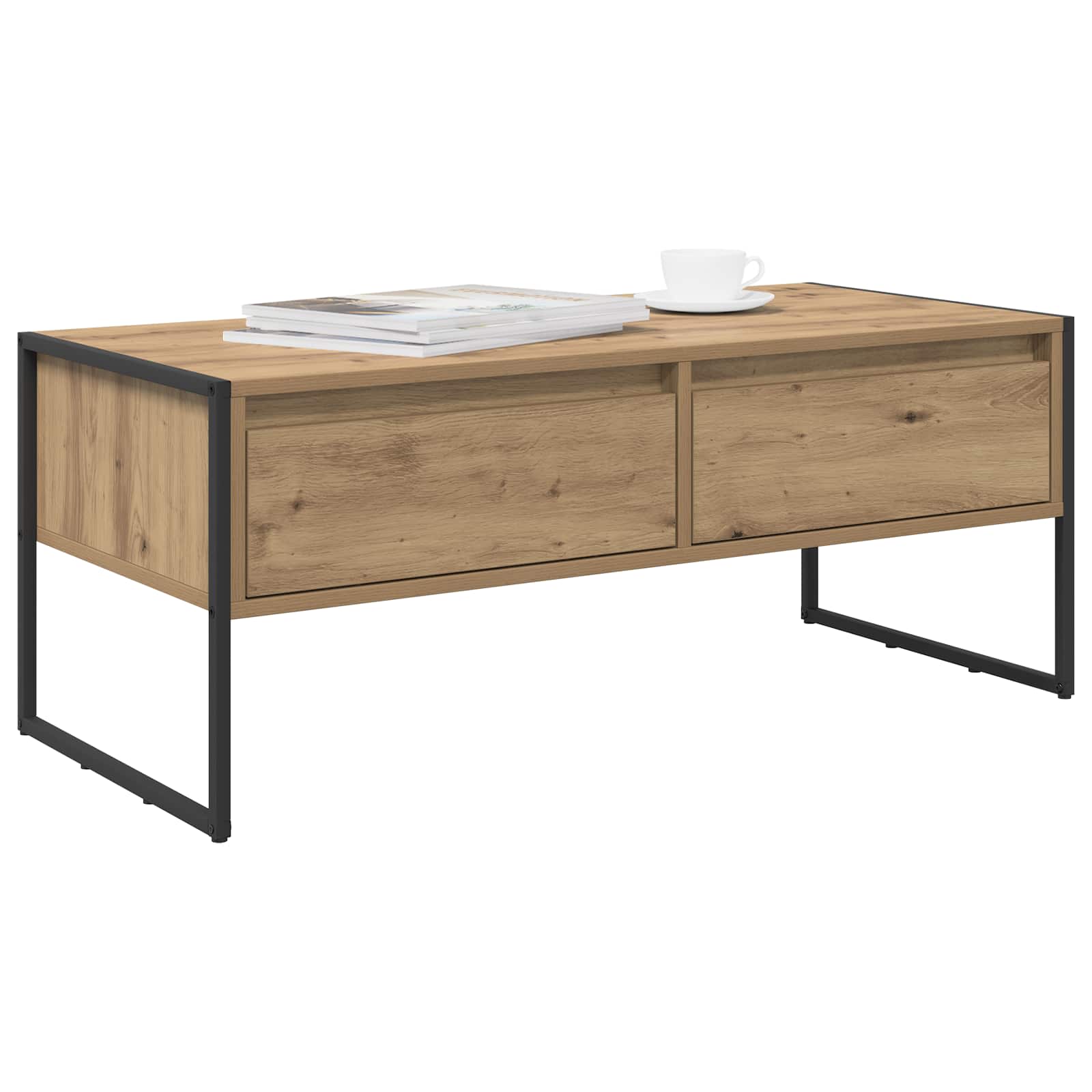 Masa de cafea Stejar artizanal 100 x 46 x 40 cm Lemn compozit — imaginea 3