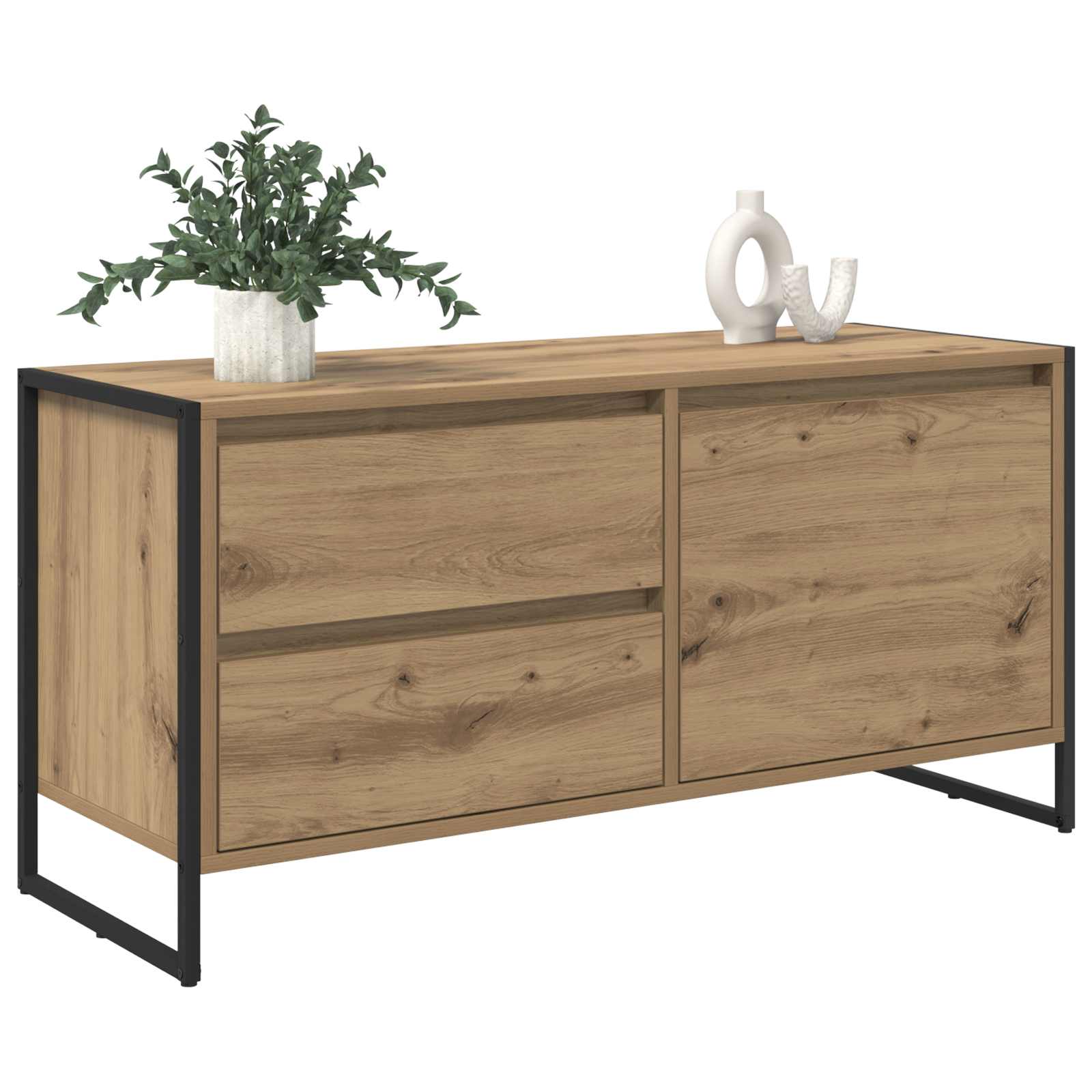 Cabinet TV Stejar artizanal 100 x 36 x 49.5 cm Lemn compozit — imaginea 3