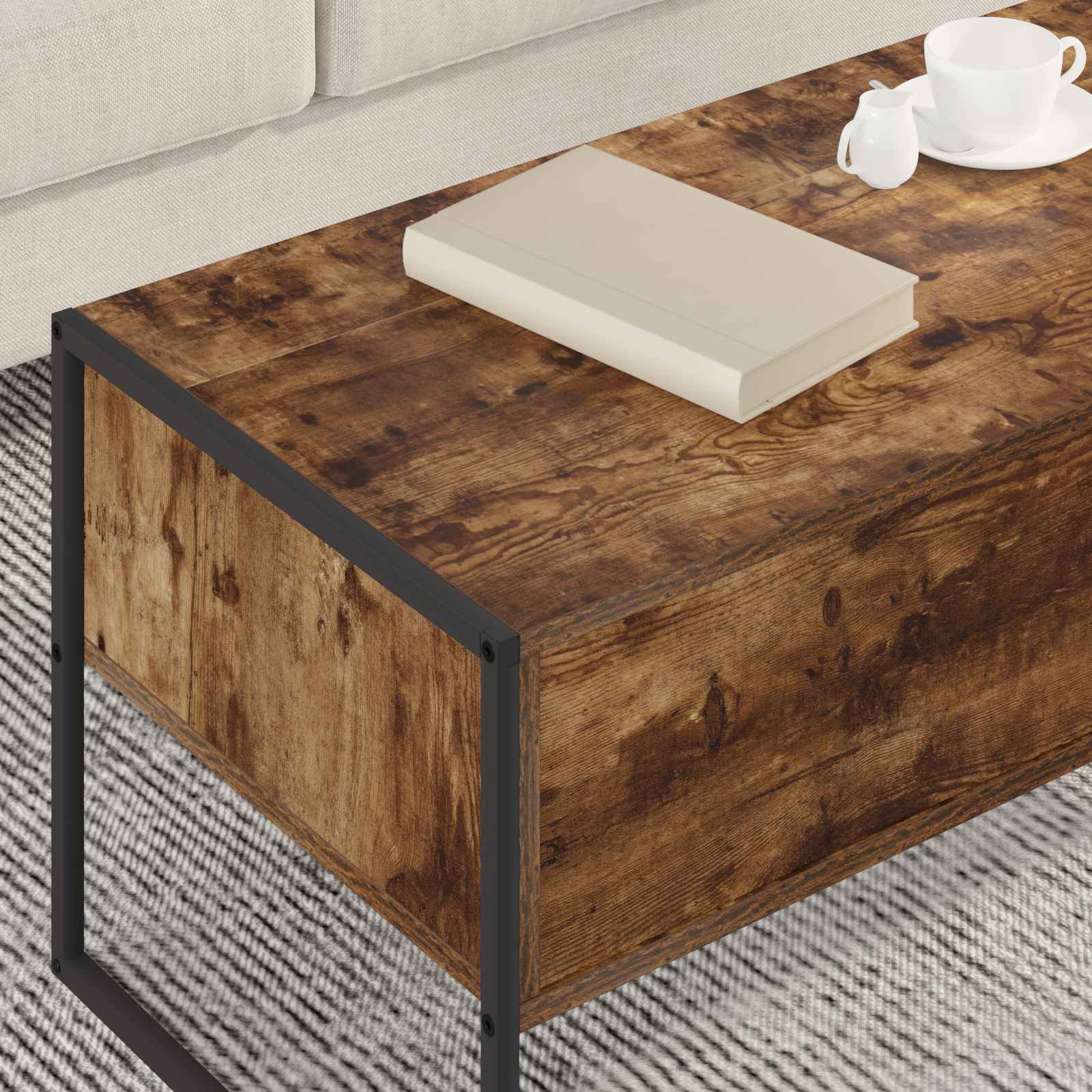 Masa de cafea Stejar fumuriu 100 x 46 x 40 cm Lemn compozit — imaginea 4