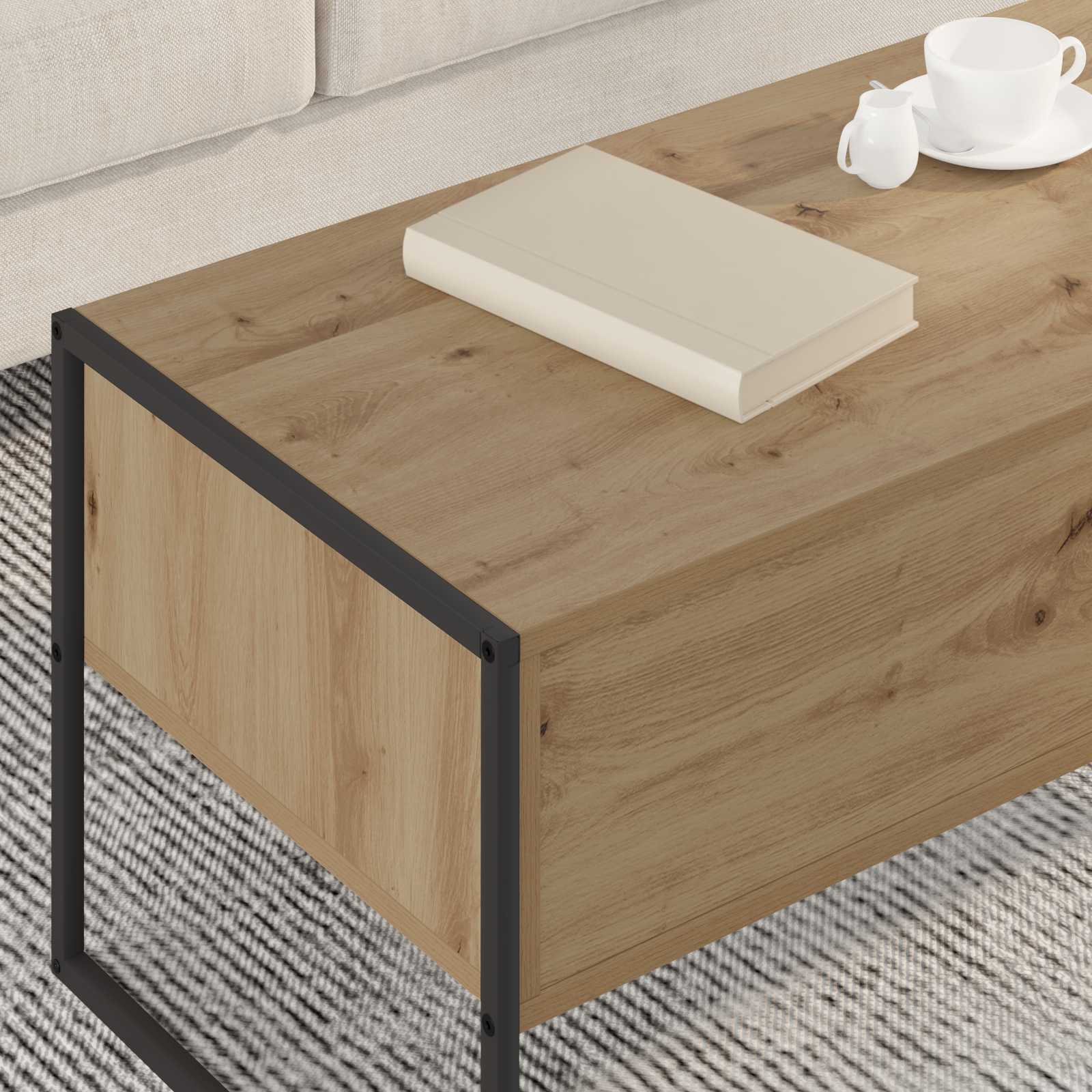 Masa de cafea Stejar artizanal 100 x 46 x 40 cm Lemn compozit — imaginea 4