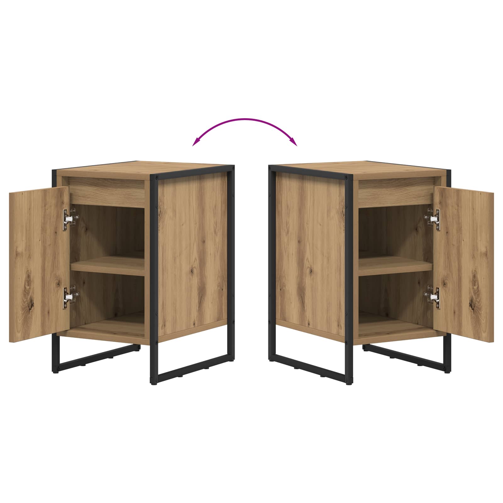 Noptiera 2 pcs Stejar artizanal 39,5 x 30 x 50 cm Lemn compozit — imaginea 12