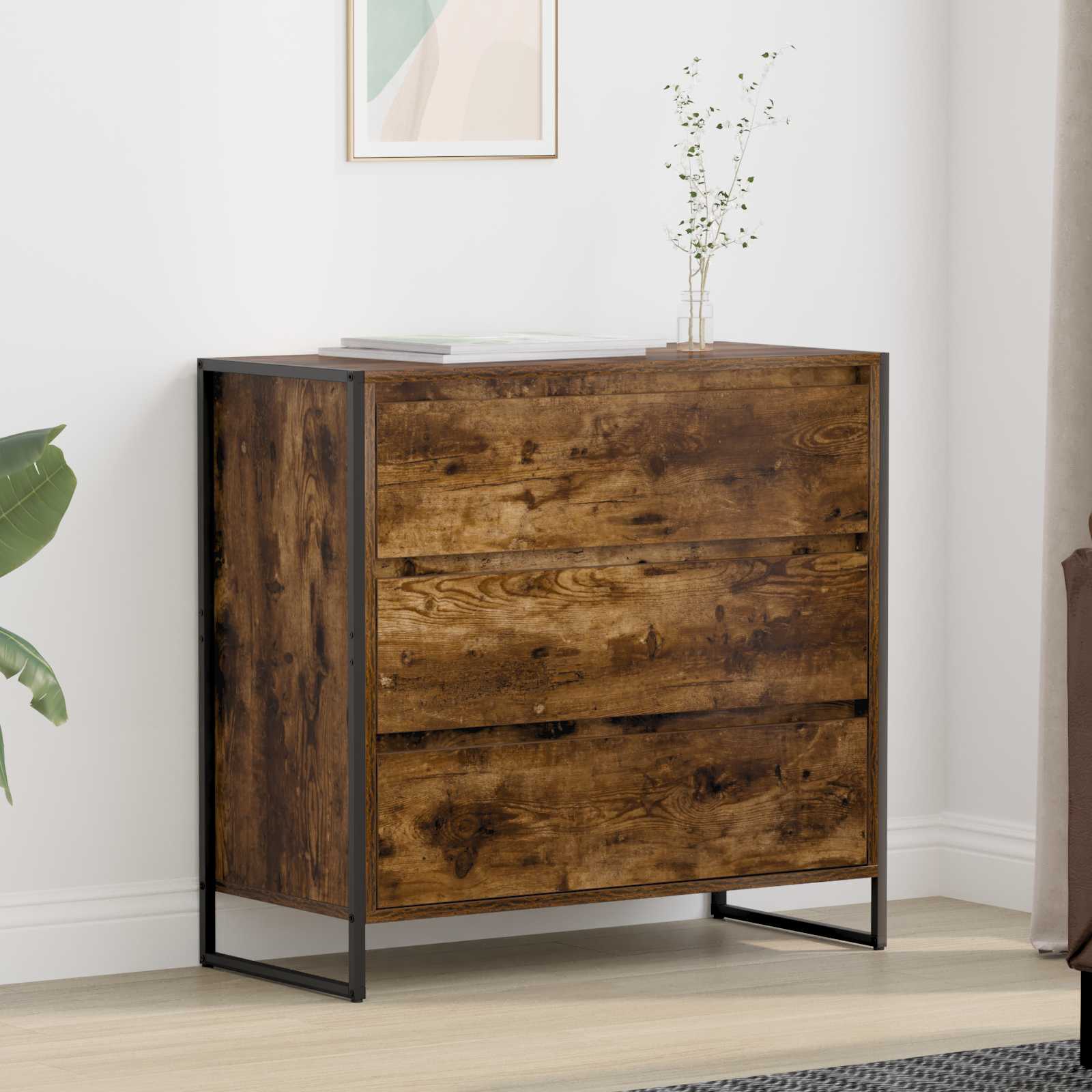Bufet cu sertar Stejar fumuriu 79 x 36 x 75.5 cm Lemn compozit — imaginea 2