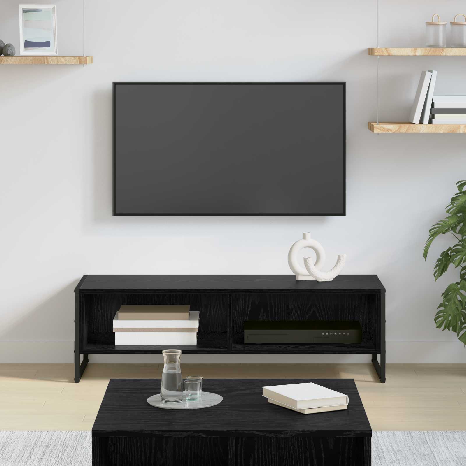 Cabinet TV Stejar Negru 100 x 36.5 x 30.5 cm Lemn compozit — imaginea 3