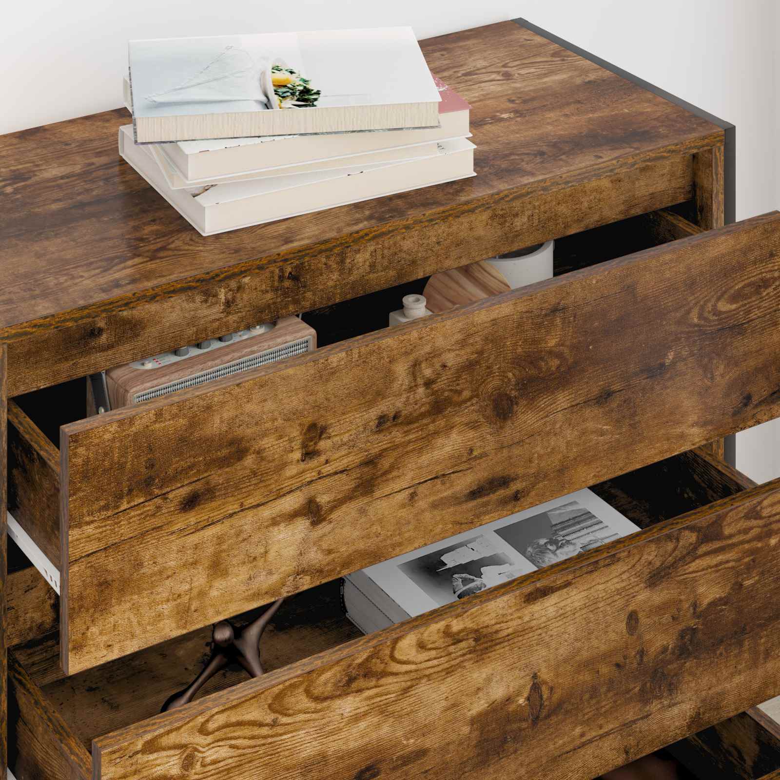 Bufet cu sertar Stejar fumuriu 79 x 36 x 75.5 cm Lemn compozit — imaginea 4