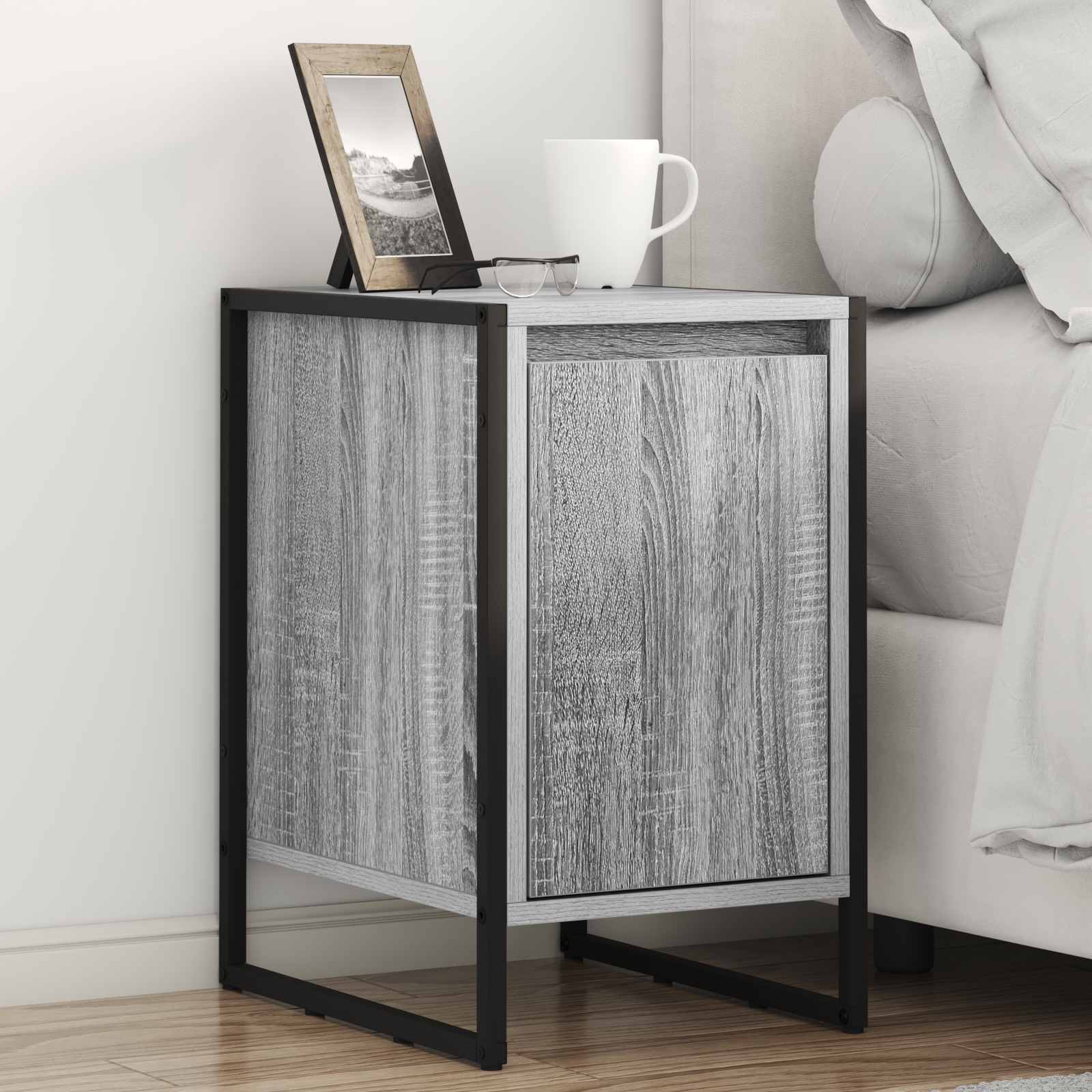 Noptiera Gri Sonoma 39,5 x 30 x 50 cm Lemn compozit — imaginea 2
