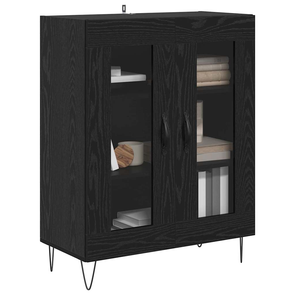 Bufet Stejar Negru 69,5 x 34 x 90 cm Lemn compozit — imaginea 4