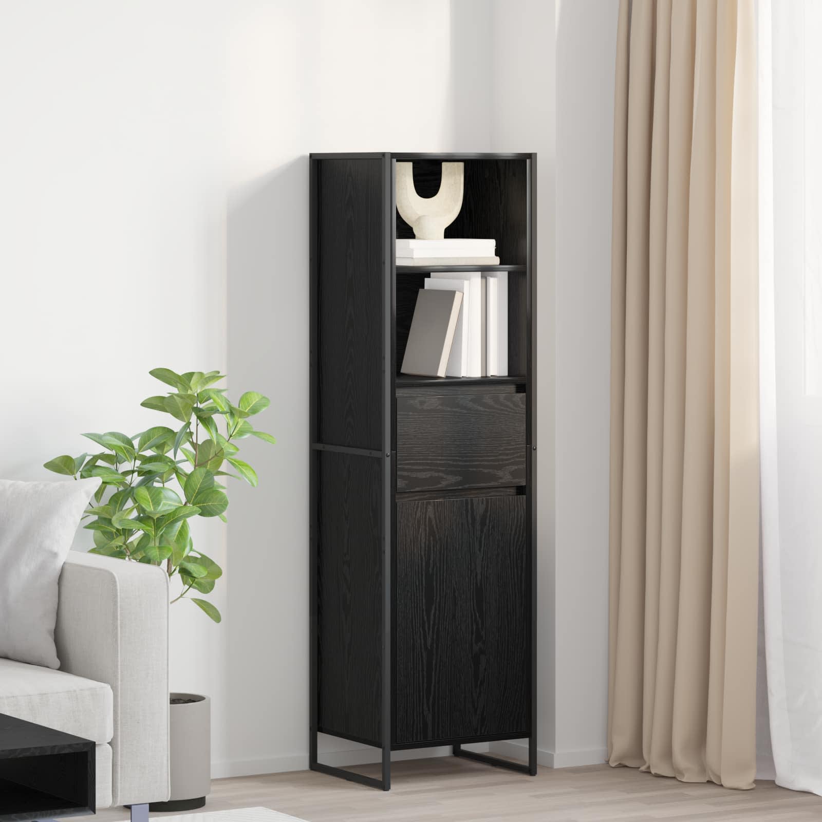 Dulap pentru carti cu sertar Stejar Negru 43 x 36 x 150.5 cm — imaginea 2