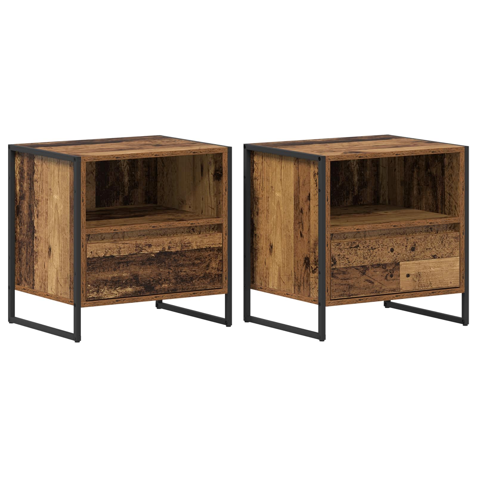 Noptiera 2 pcs Lemn Vechi 50 x 39,5 x 50 cm Lemn compozit