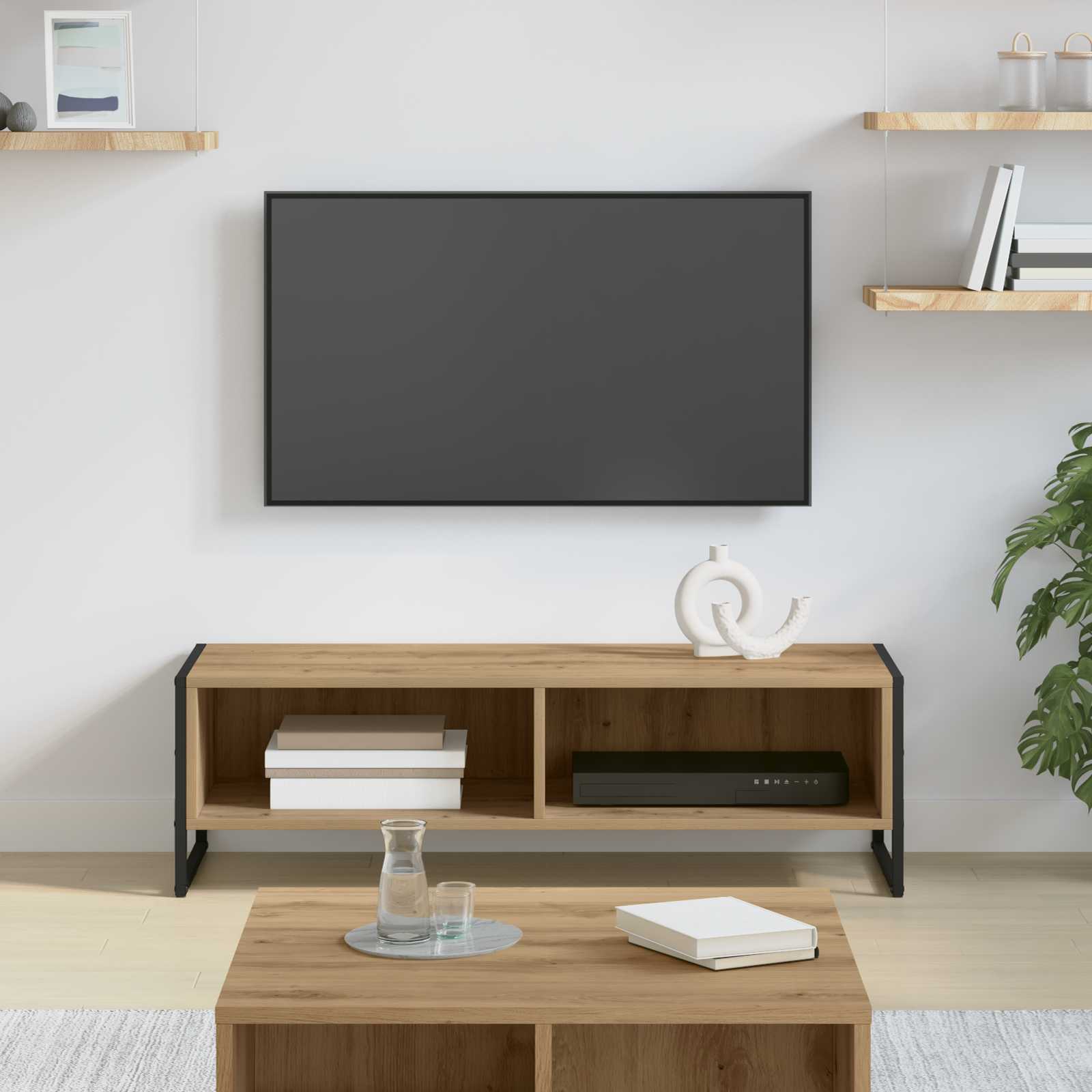 Cabinet TV Stejar artizanal 100 x 36.5 x 30.5 cm Lemn compozit — imaginea 2