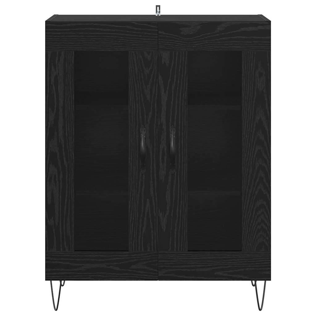 Bufet Stejar Negru 69,5 x 34 x 90 cm Lemn compozit — imaginea 7