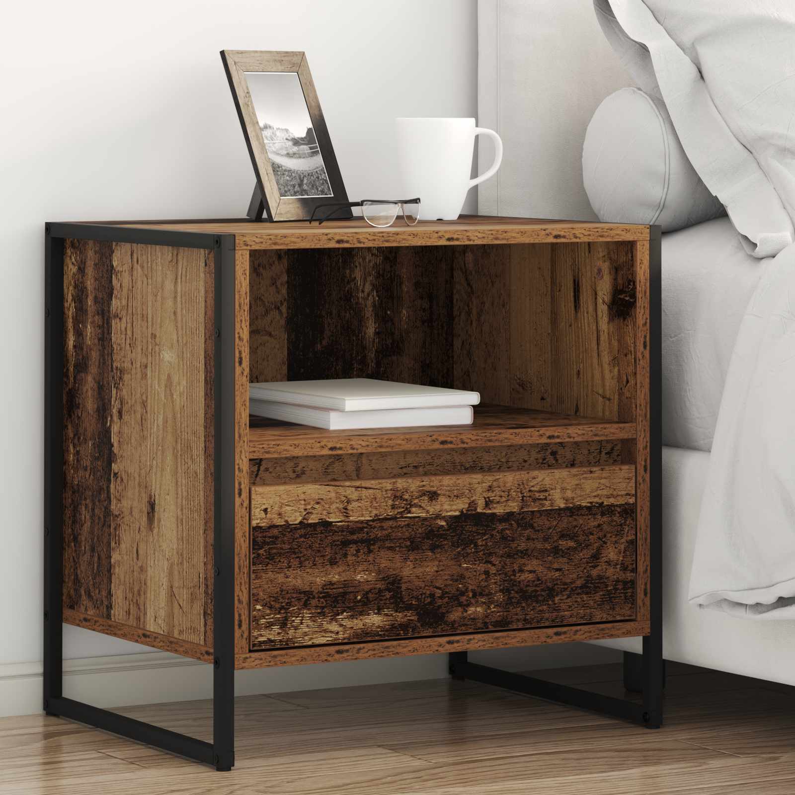 Noptiera 2 pcs Lemn Vechi 50 x 39,5 x 50 cm Lemn compozit — imaginea 2