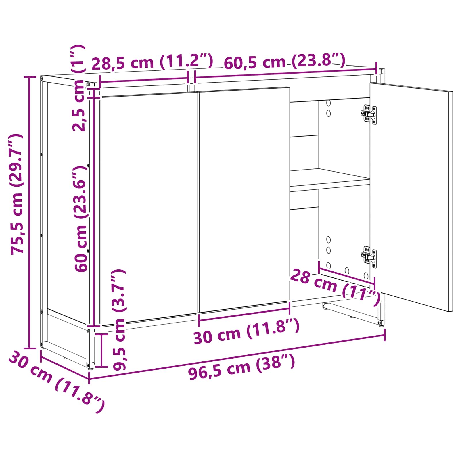 Dulap lateral Lemn Vechi 96,5 x 30 x 75 cm Lemn compozit — imaginea 13