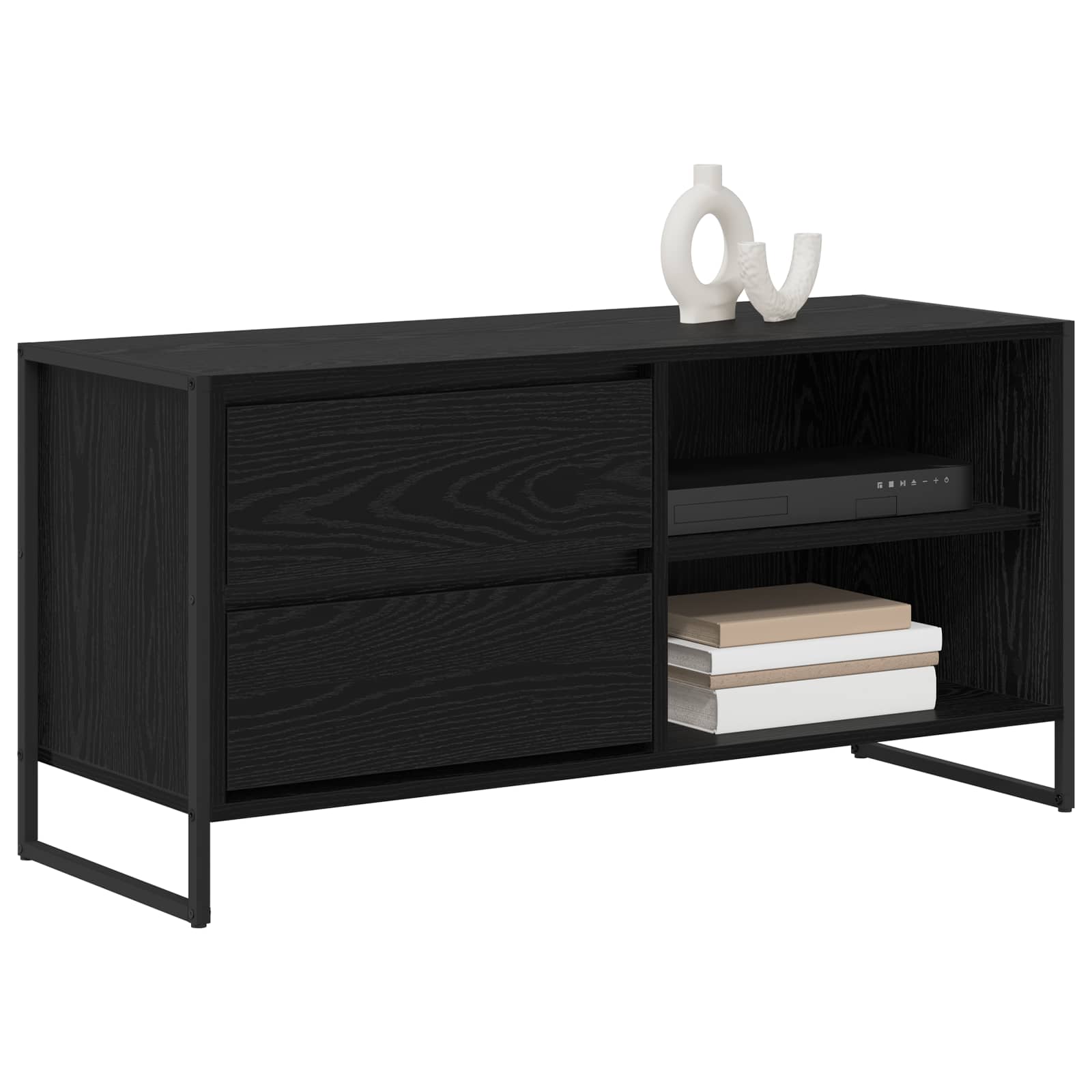 Cabinet TV Stejar Negru 100 x 36 x 49,5 cm Lemn compozit — imaginea 3