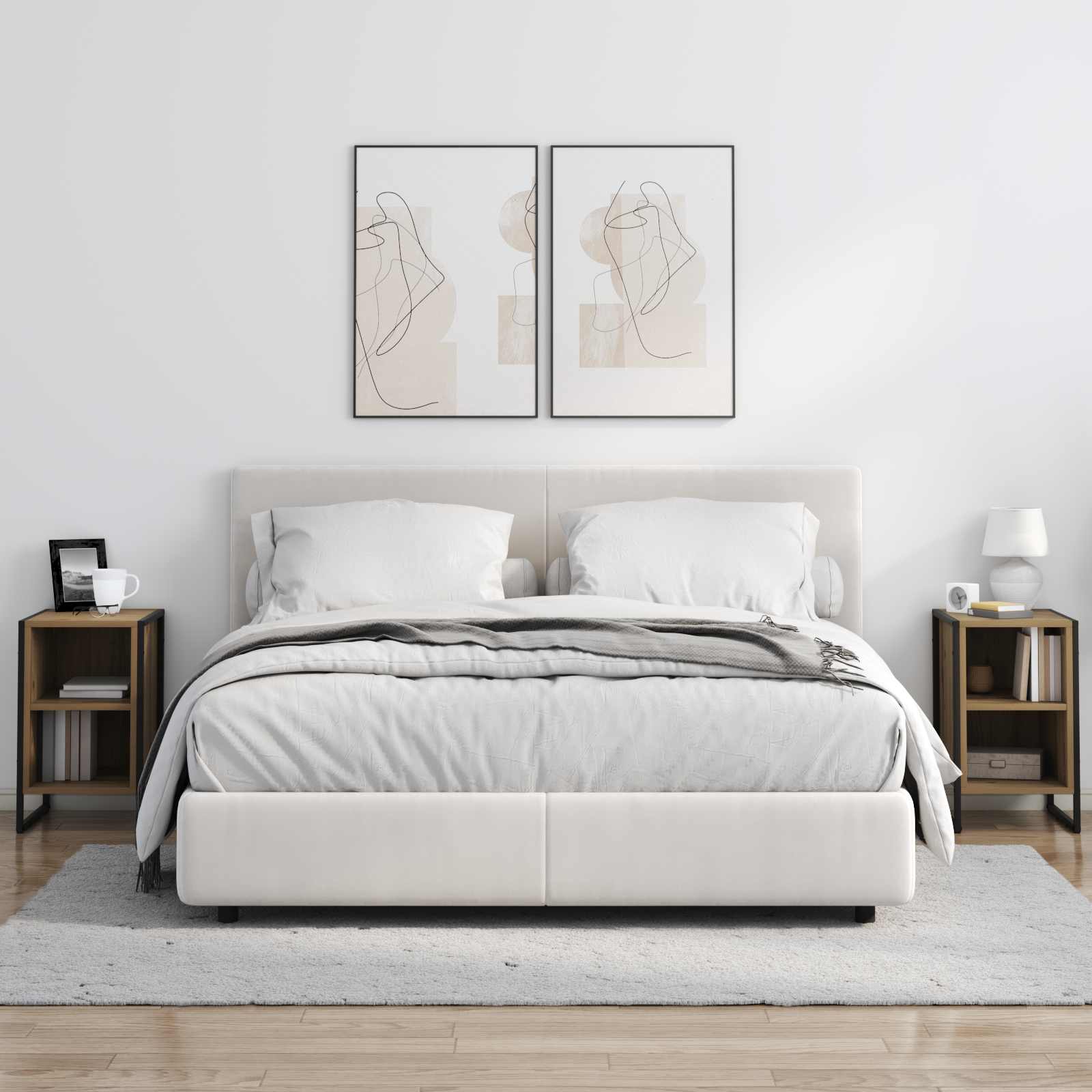 Noptiera 2 pcs Stejar artizanal 39.5 x 30 x 50 cm Lemn compozit — imaginea 4