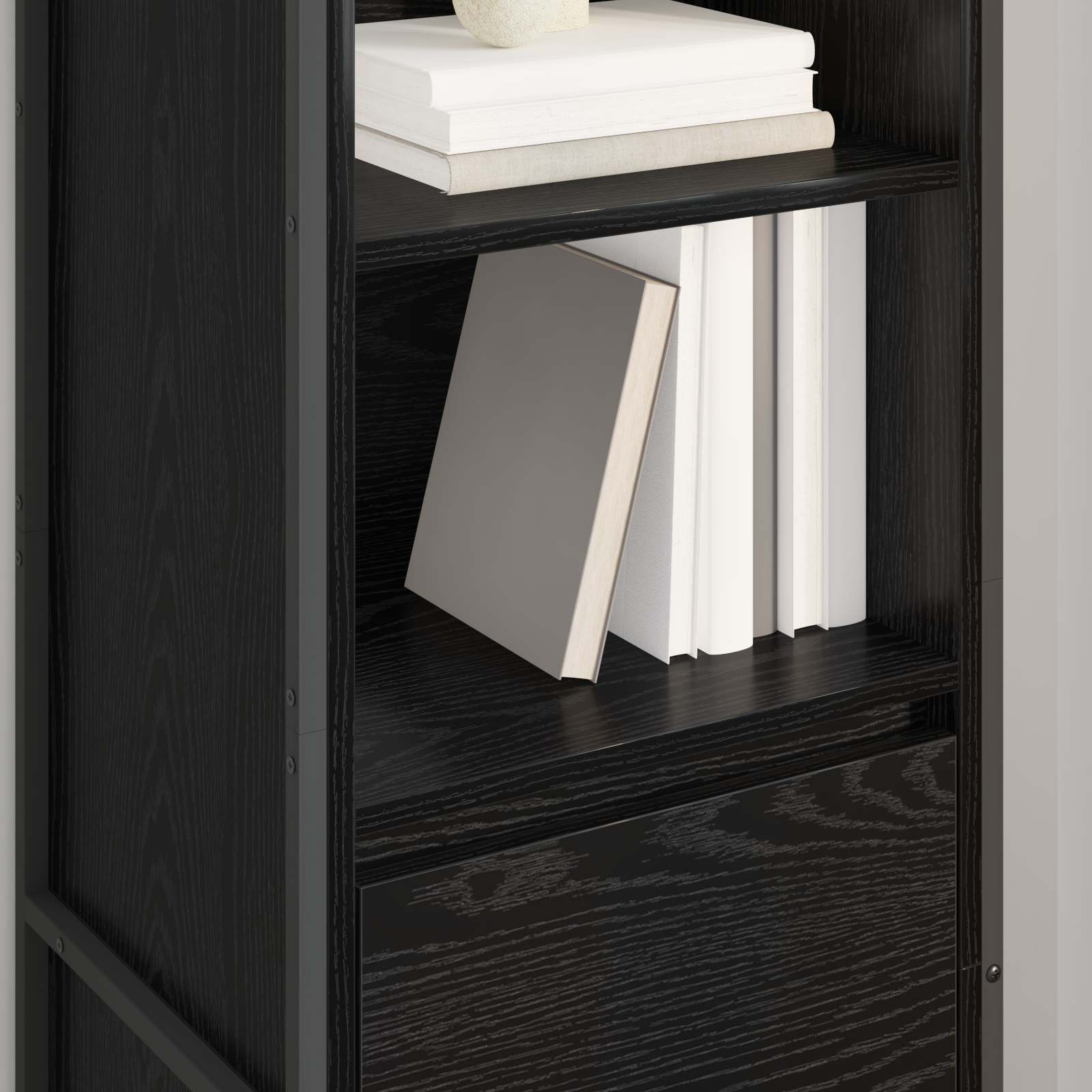 Dulap pentru carti cu sertar Stejar Negru 43 x 36 x 150.5 cm — imaginea 4