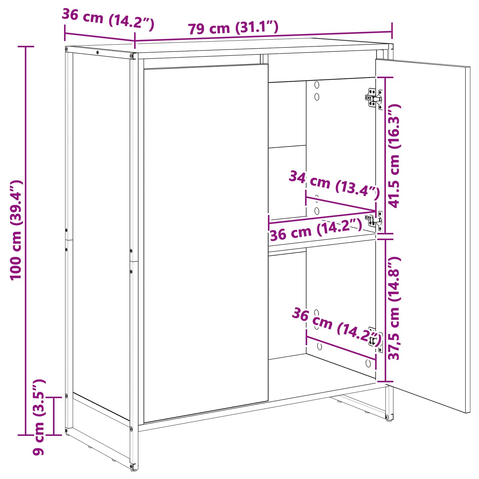 Dulap pentru pantofi Sonoma 79 x 36 x 100 cm Lemn compozit — imaginea 13