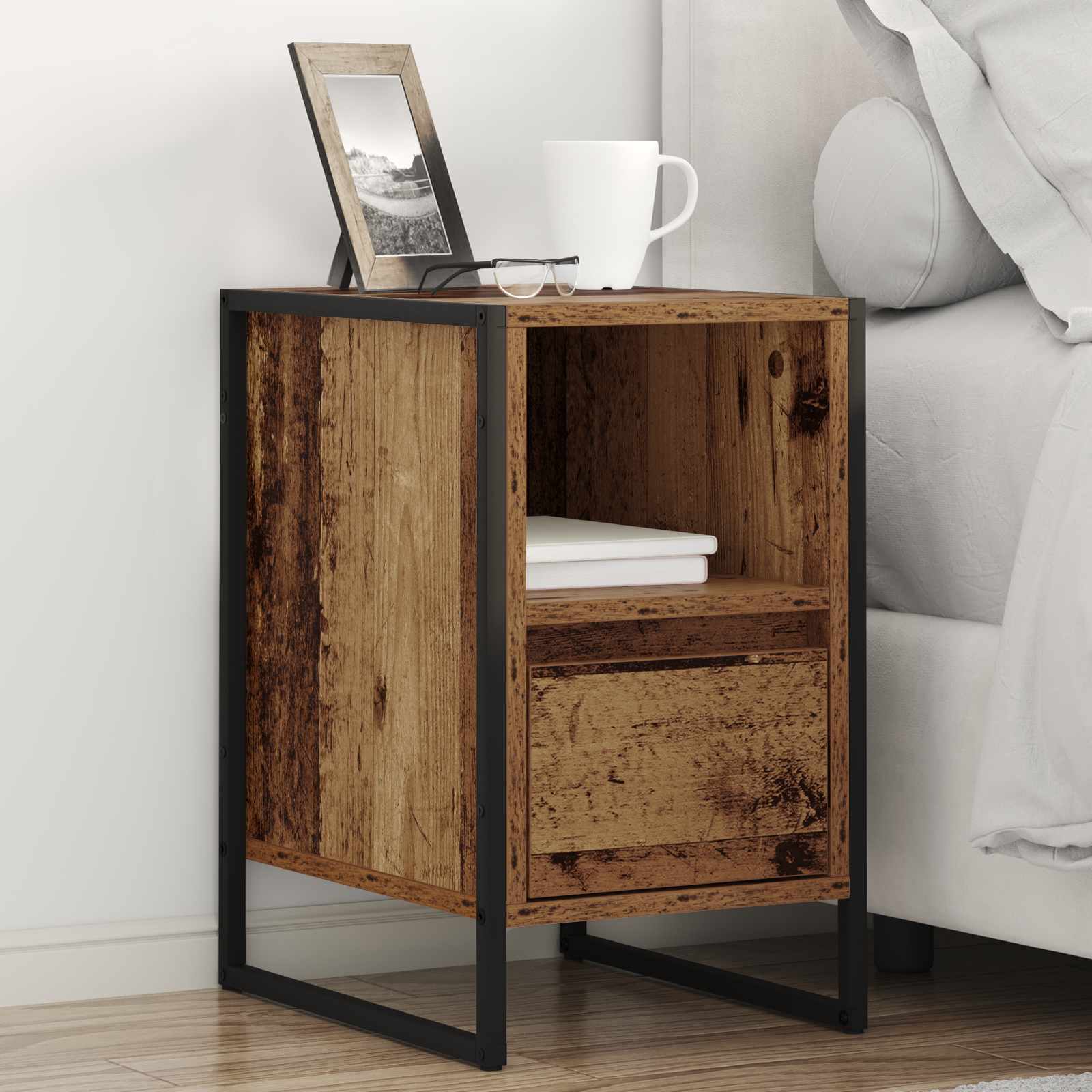 Noptiera cu sertar Lemn Vechi 39,5 x 30 x 50 cm Lemn compozit — imaginea 2
